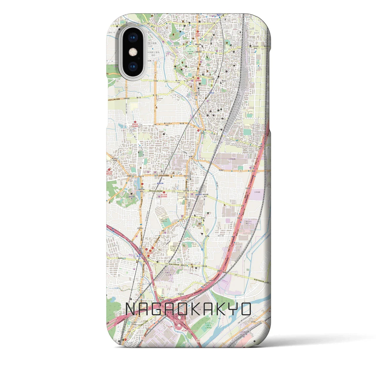 【長岡京(京都府)】地図柄iPhoneケース(バックカバータイプ)
