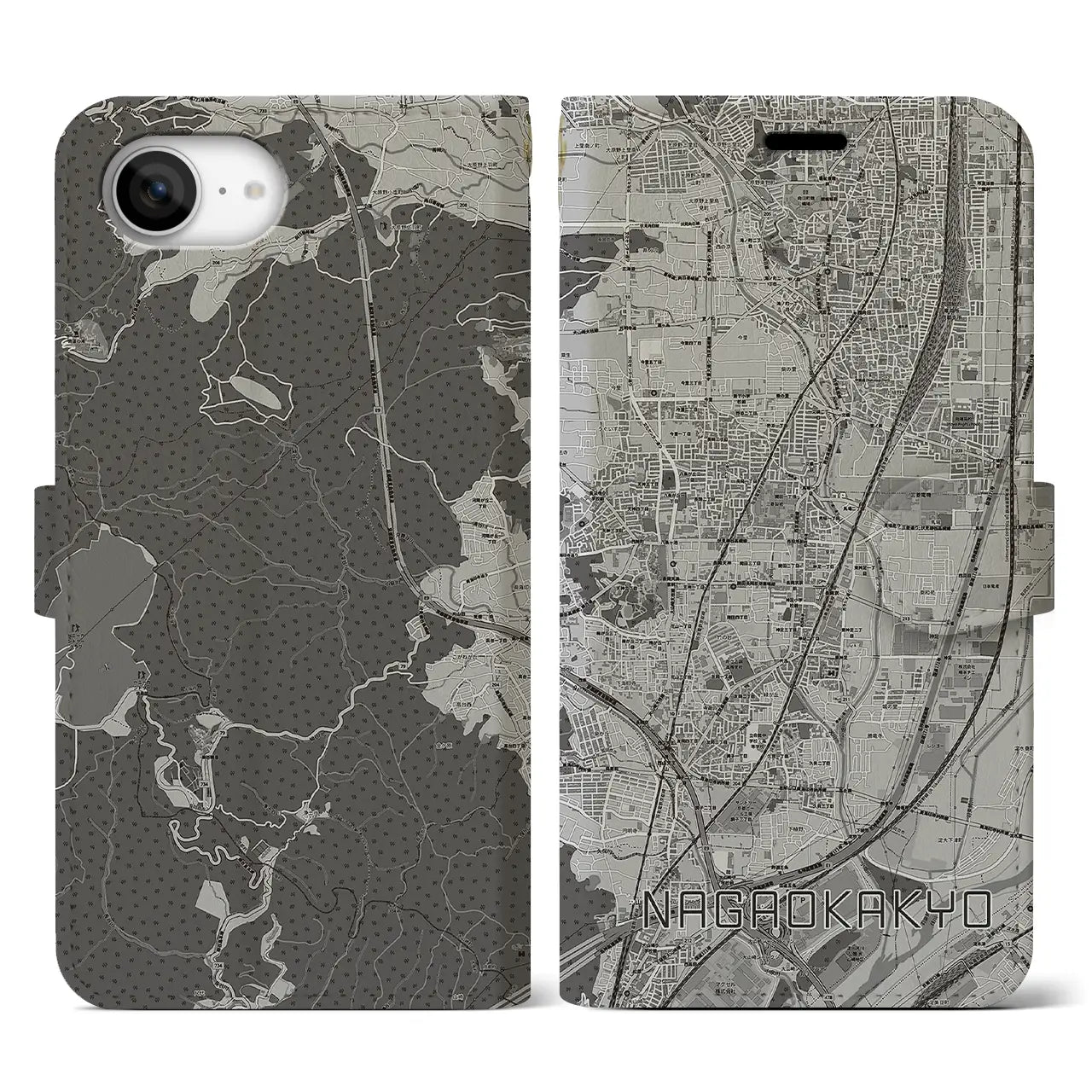 【長岡京(京都府)】地図柄iPhoneケース(手帳タイプ)