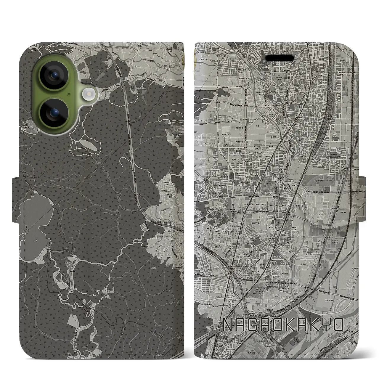 【長岡京(京都府)】地図柄iPhoneケース(手帳タイプ)