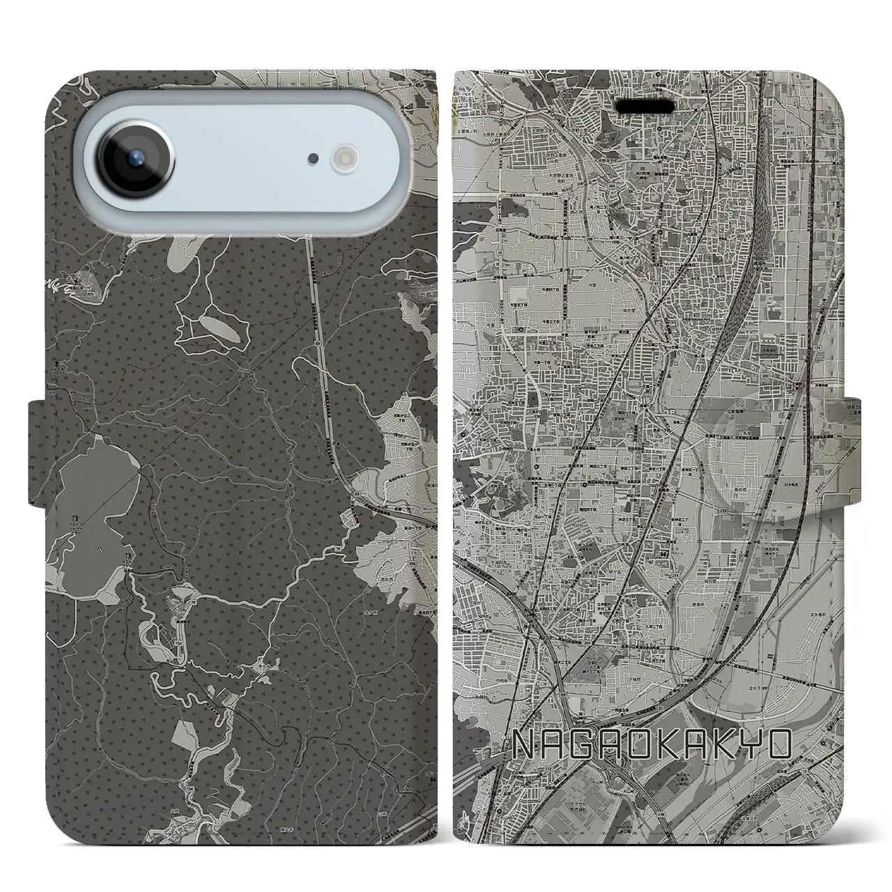 【長岡京(京都府)】地図柄iPhoneケース(手帳タイプ)