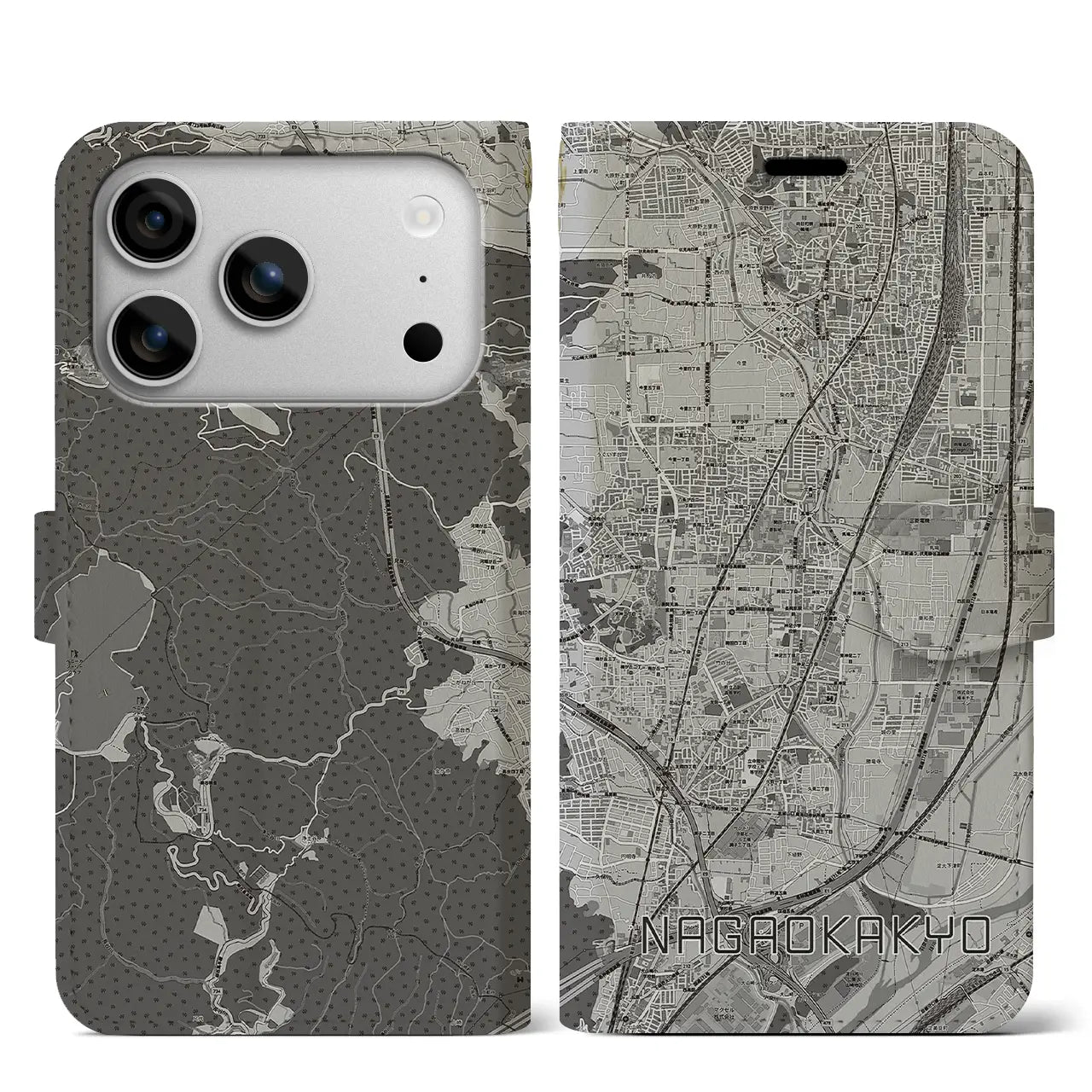 【長岡京(京都府)】地図柄iPhoneケース(手帳タイプ)