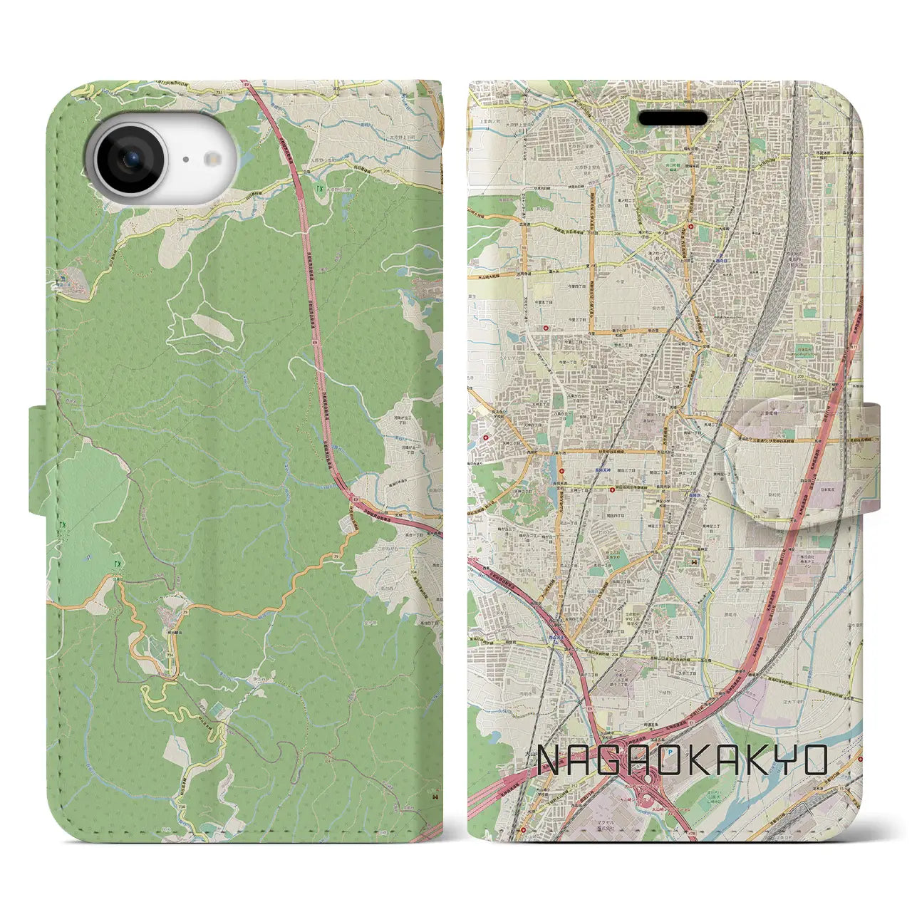 【長岡京(京都府)】地図柄iPhoneケース(手帳タイプ)
