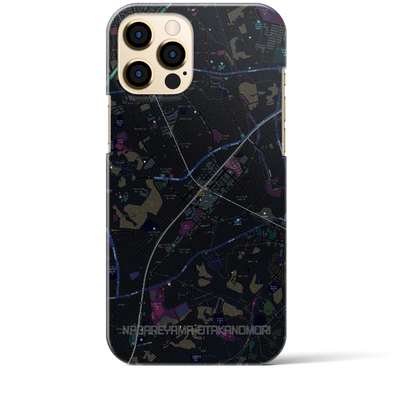 【流山おおたかの森(千葉県)】地図柄iPhoneケース(バックカバータイプ)