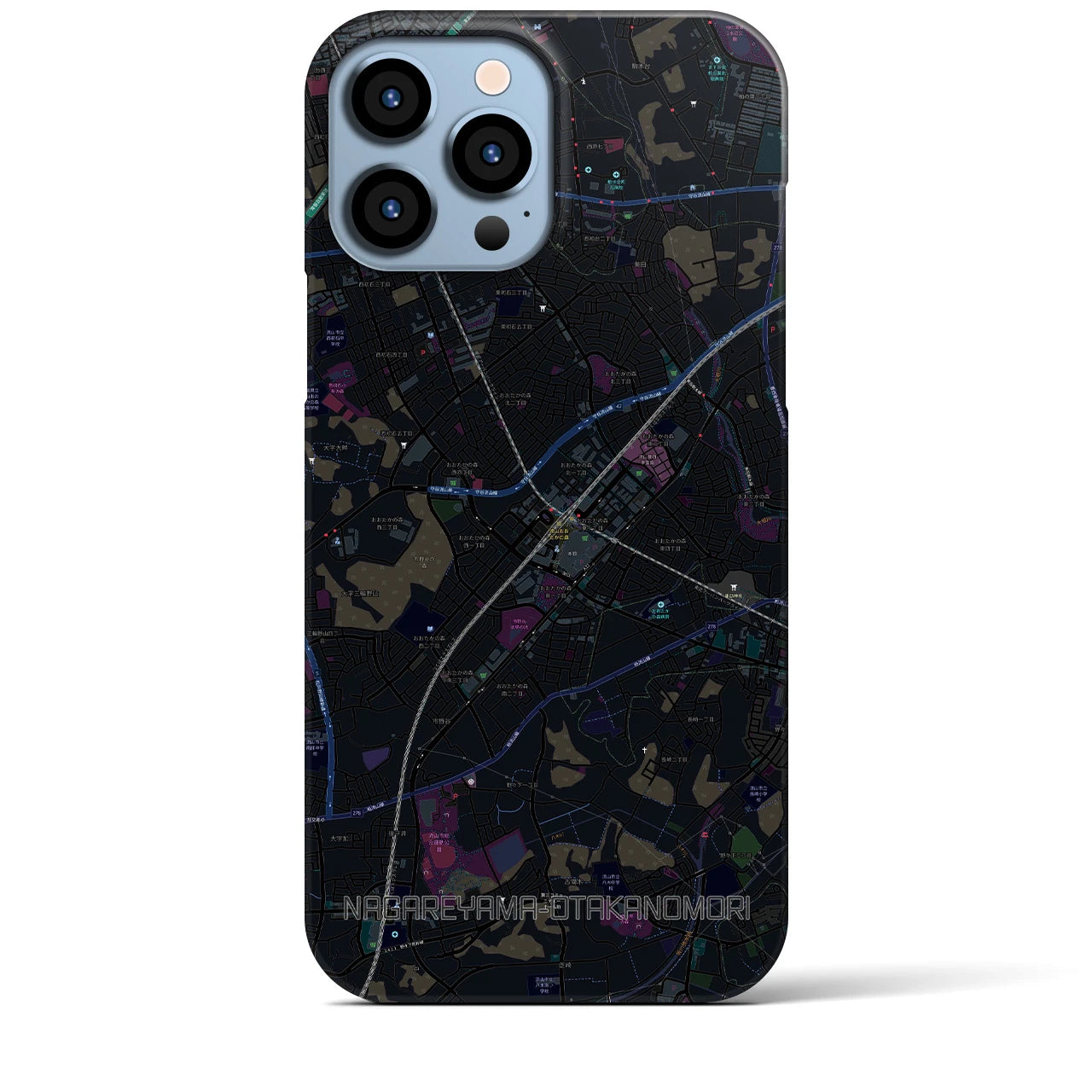 【流山おおたかの森(千葉県)】地図柄iPhoneケース(バックカバータイプ)