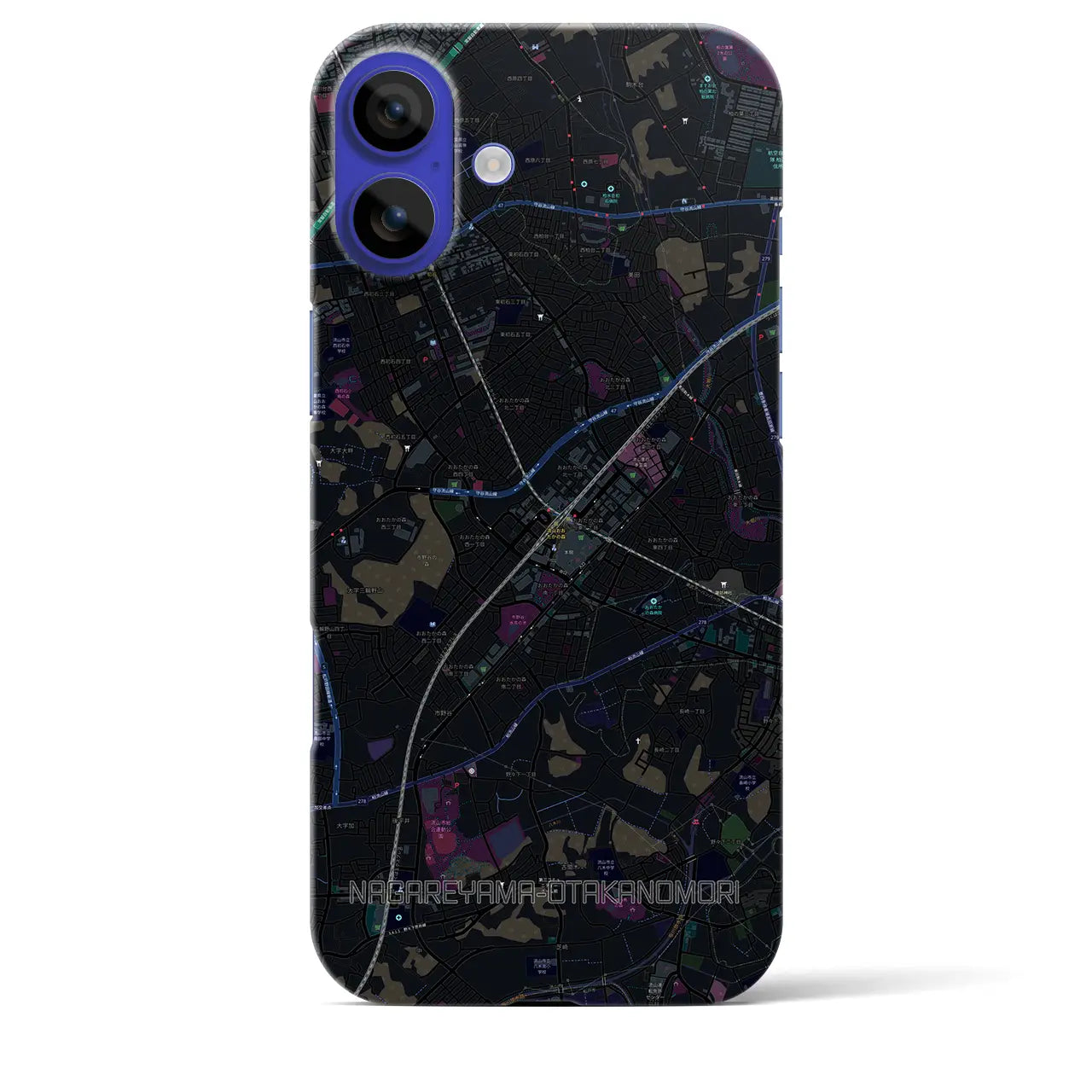 【流山おおたかの森(千葉県)】地図柄iPhoneケース(バックカバータイプ)