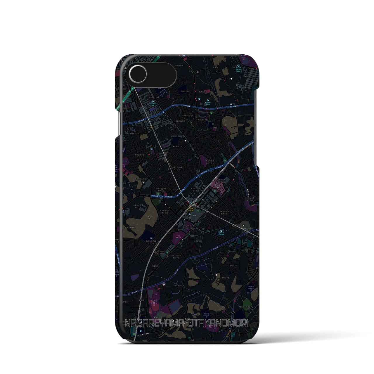 【流山おおたかの森(千葉県)】地図柄iPhoneケース(バックカバータイプ)