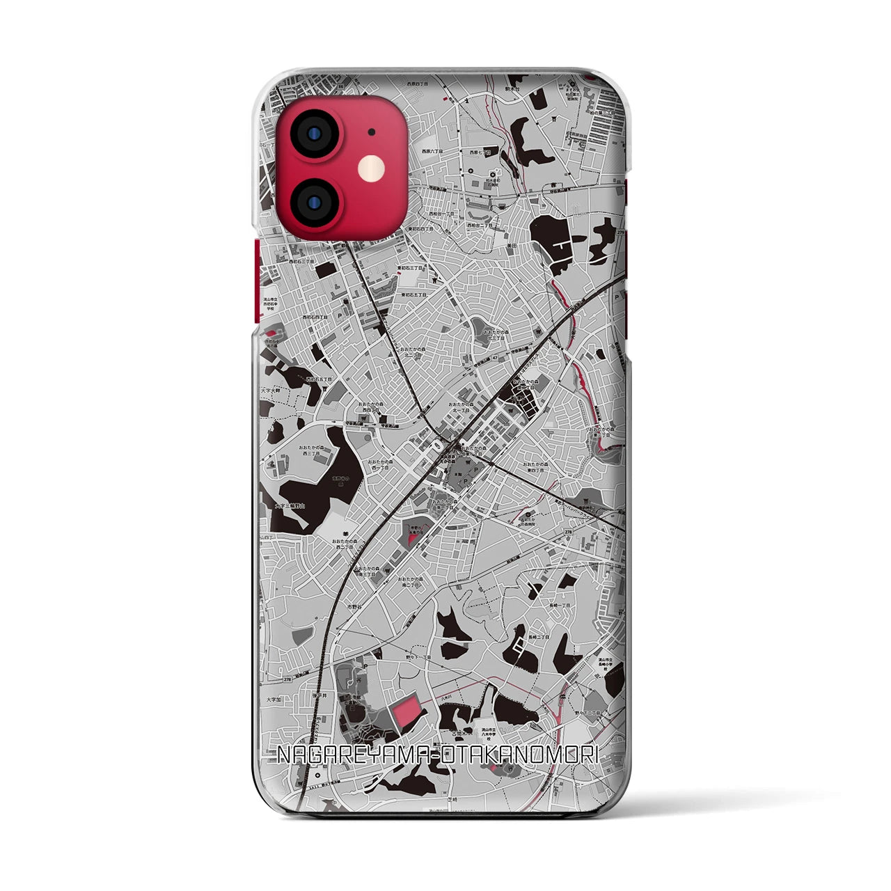 【流山おおたかの森(千葉県)】地図柄iPhoneケース(クリアタイプ)