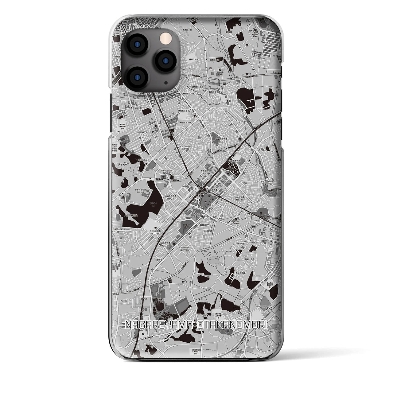 【流山おおたかの森(千葉県)】地図柄iPhoneケース(クリアタイプ)