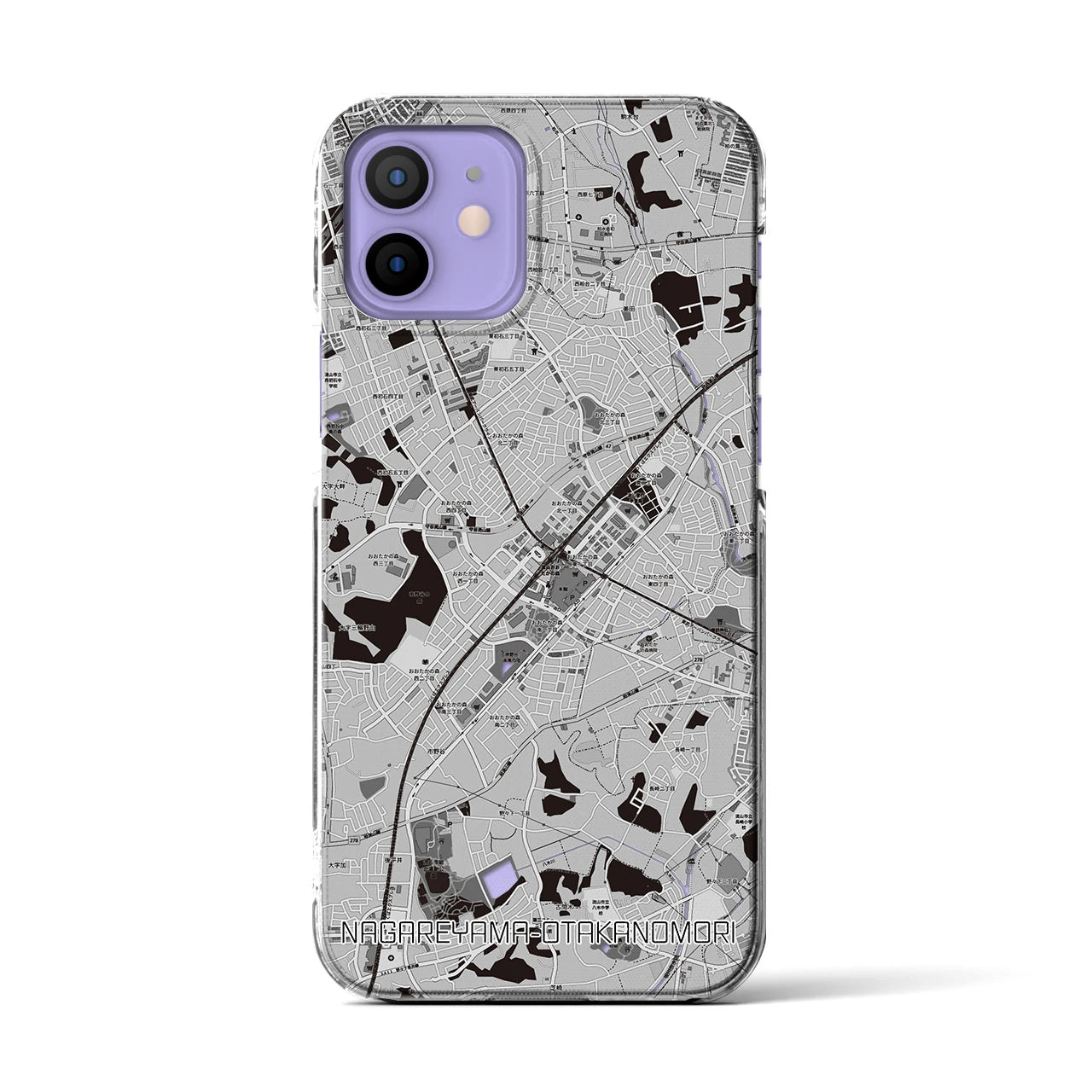 【流山おおたかの森(千葉県)】地図柄iPhoneケース(クリアタイプ)