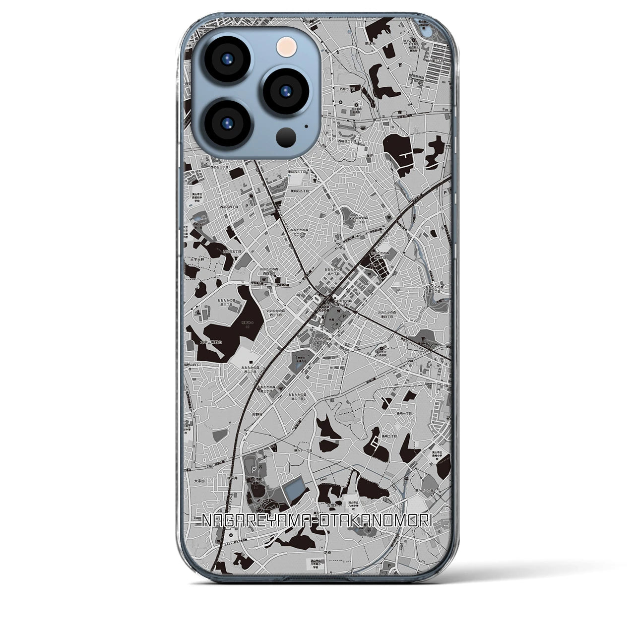 【流山おおたかの森(千葉県)】地図柄iPhoneケース(クリアタイプ)