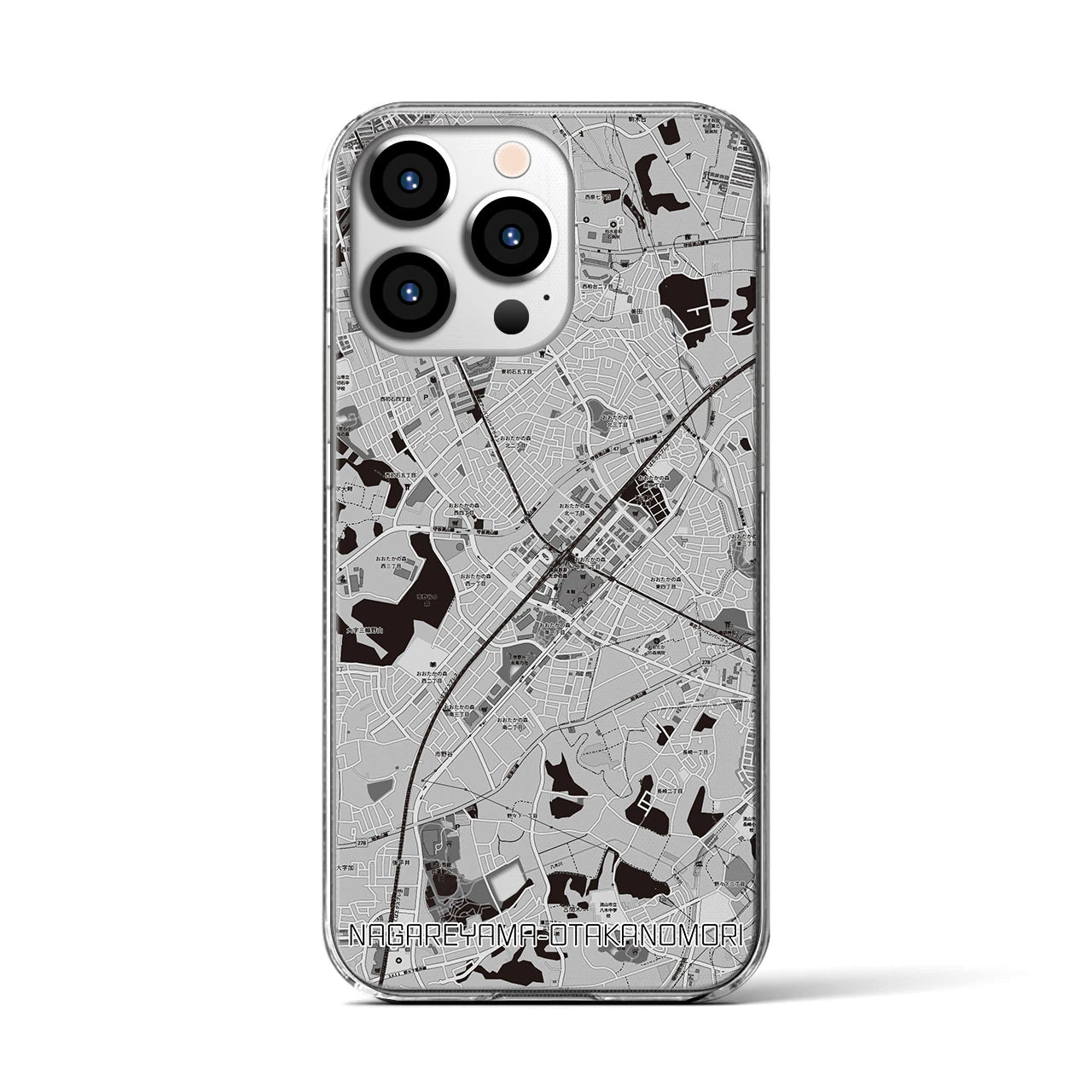 【流山おおたかの森(千葉県)】地図柄iPhoneケース(クリアタイプ)