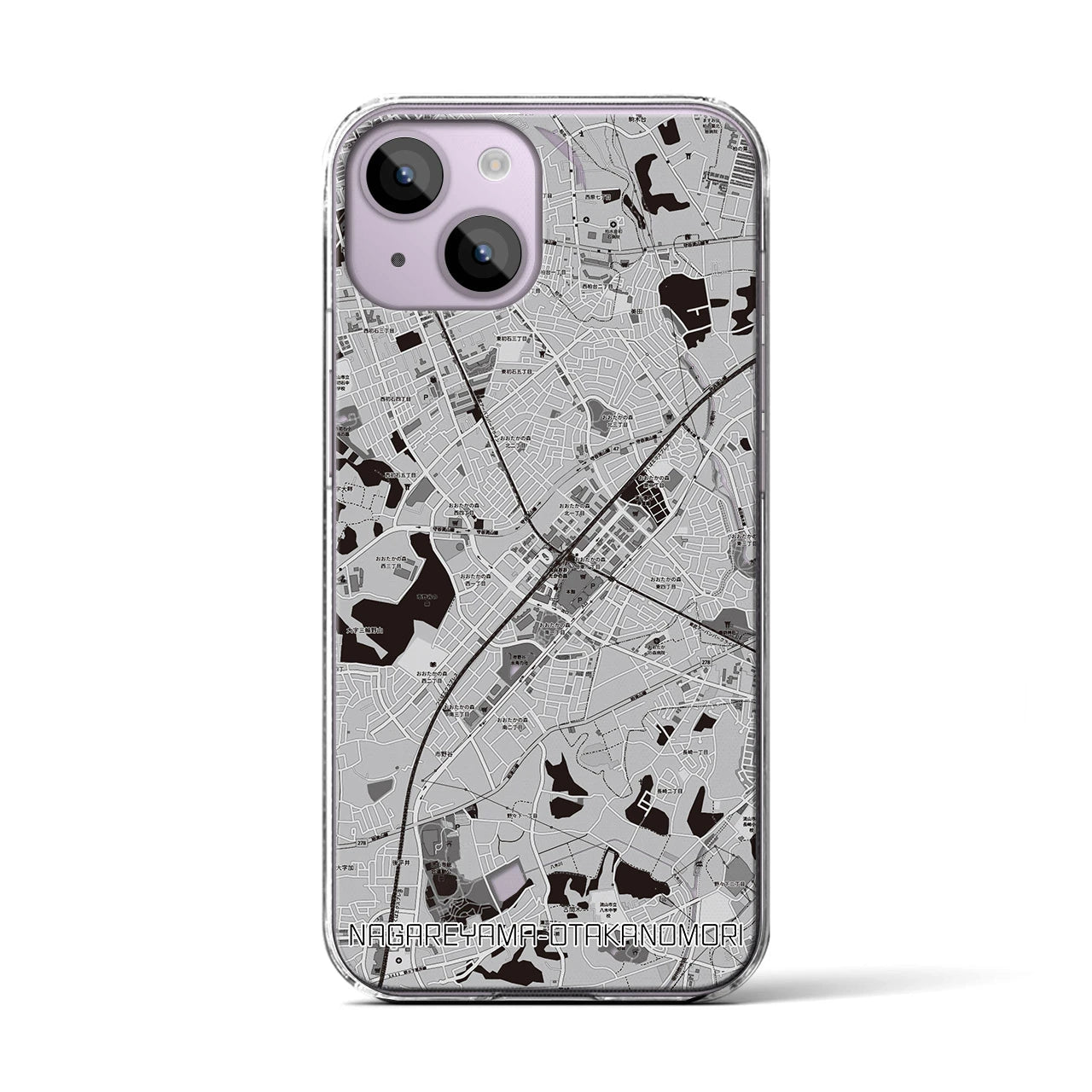 【流山おおたかの森(千葉県)】地図柄iPhoneケース(クリアタイプ)