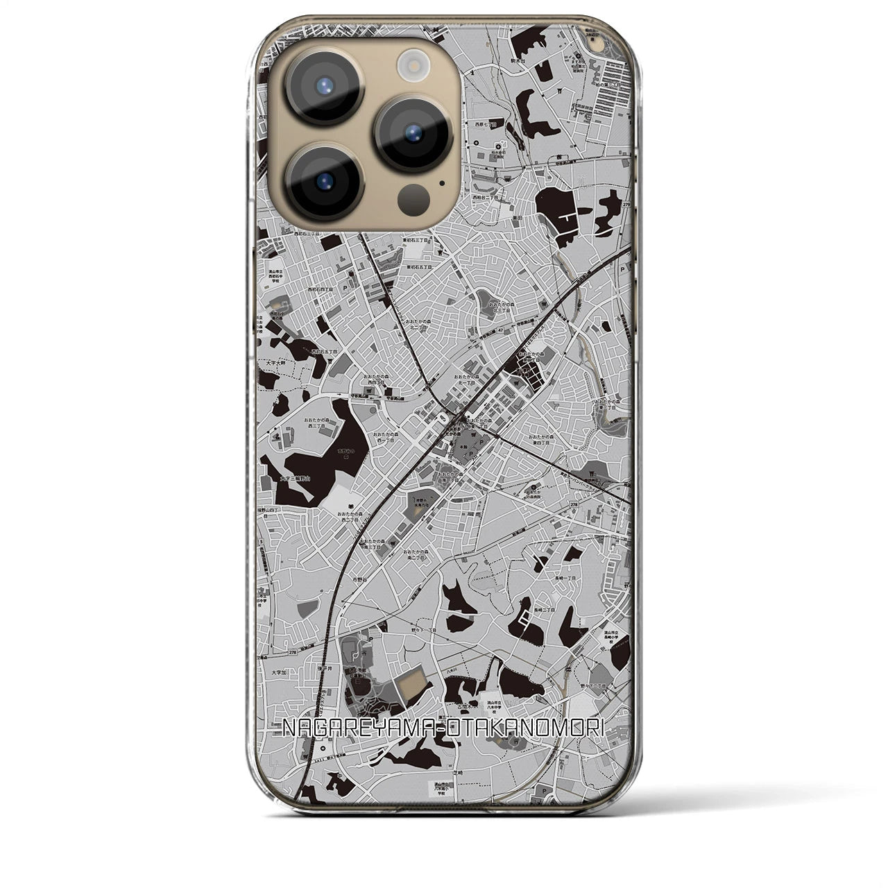 【流山おおたかの森(千葉県)】地図柄iPhoneケース(クリアタイプ)