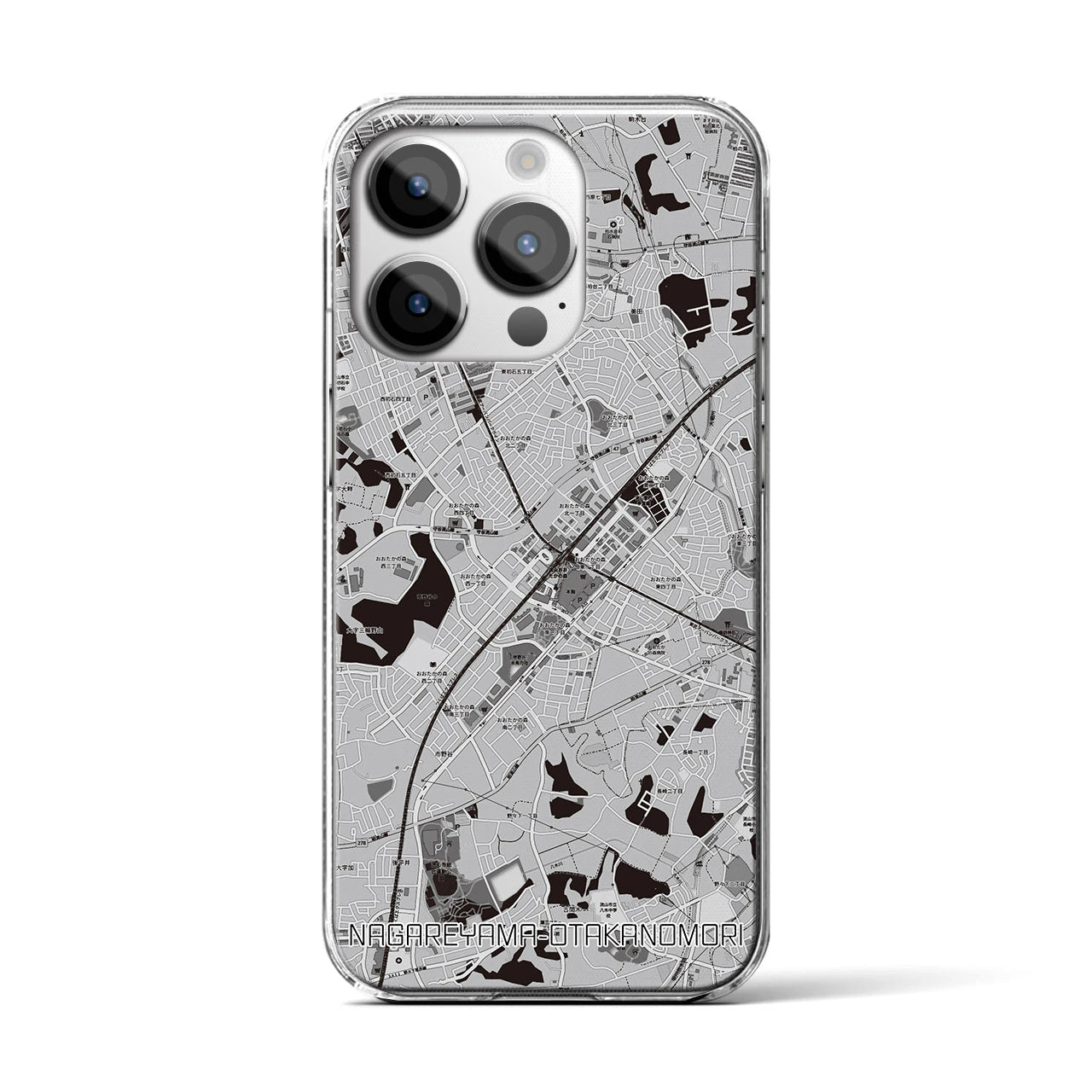 【流山おおたかの森(千葉県)】地図柄iPhoneケース(クリアタイプ)