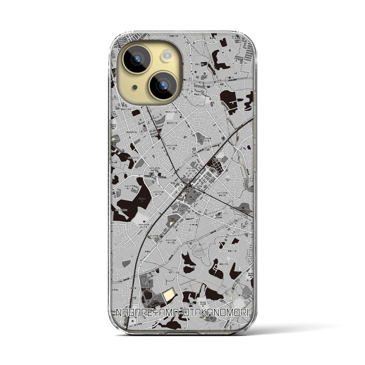 【流山おおたかの森(千葉県)】地図柄iPhoneケース(クリアタイプ)