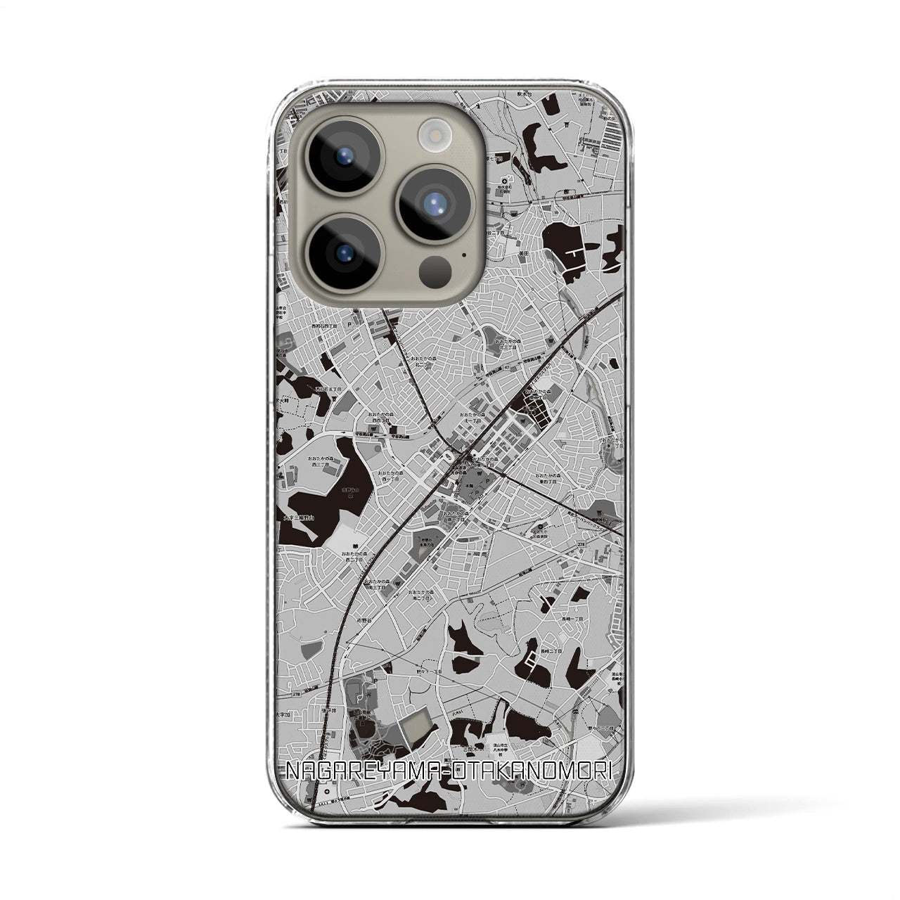 【流山おおたかの森(千葉県)】地図柄iPhoneケース(クリアタイプ)