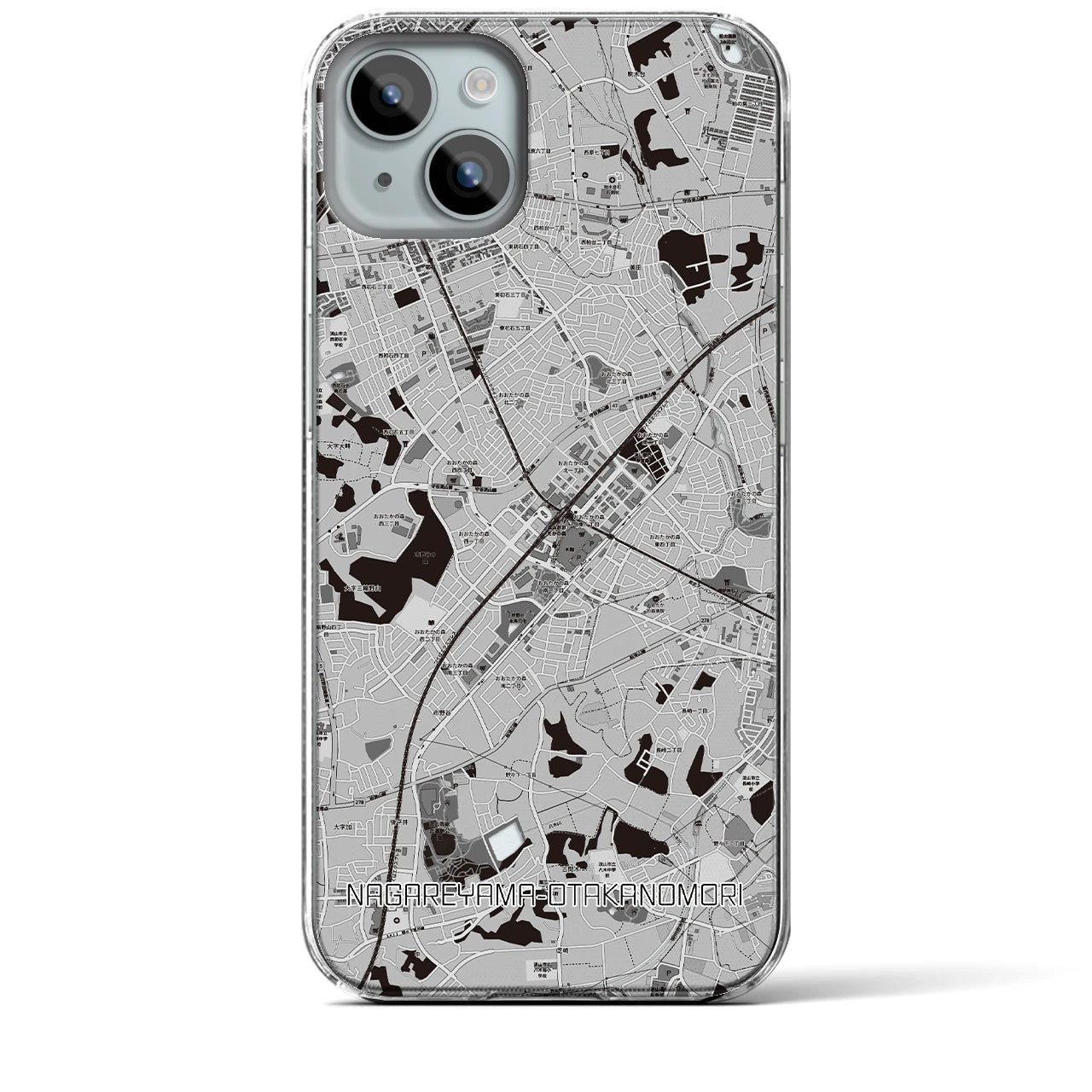 【流山おおたかの森(千葉県)】地図柄iPhoneケース(クリアタイプ)