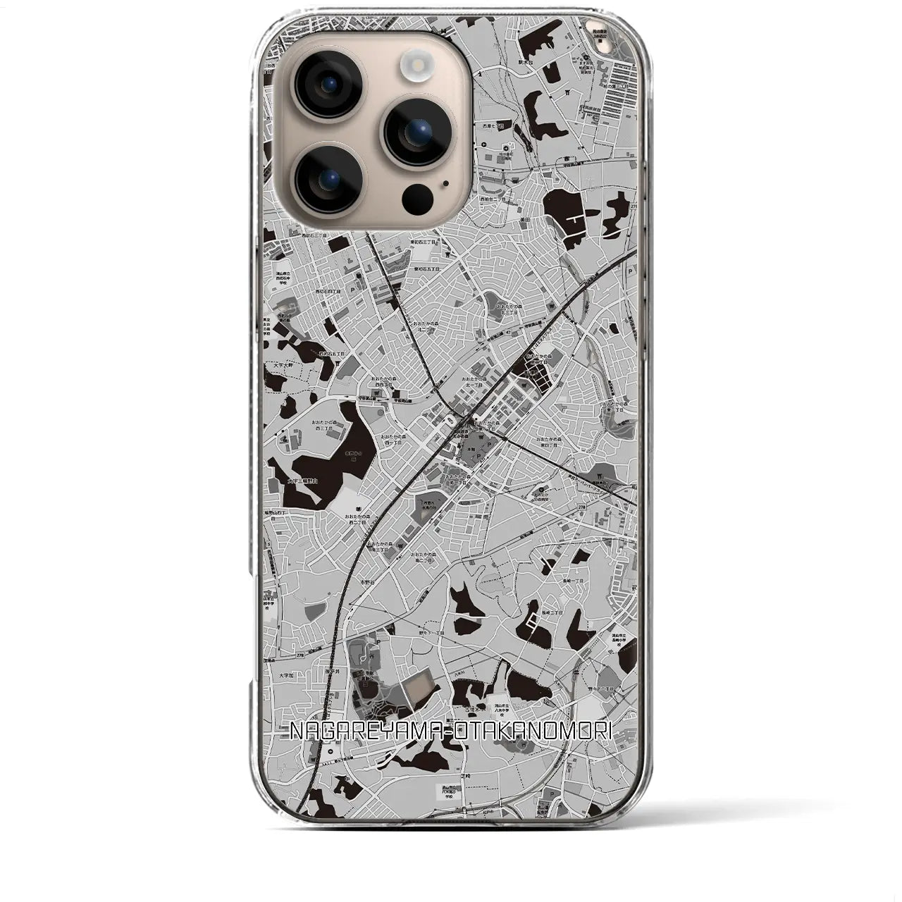 【流山おおたかの森(千葉県)】地図柄iPhoneケース(クリアタイプ)