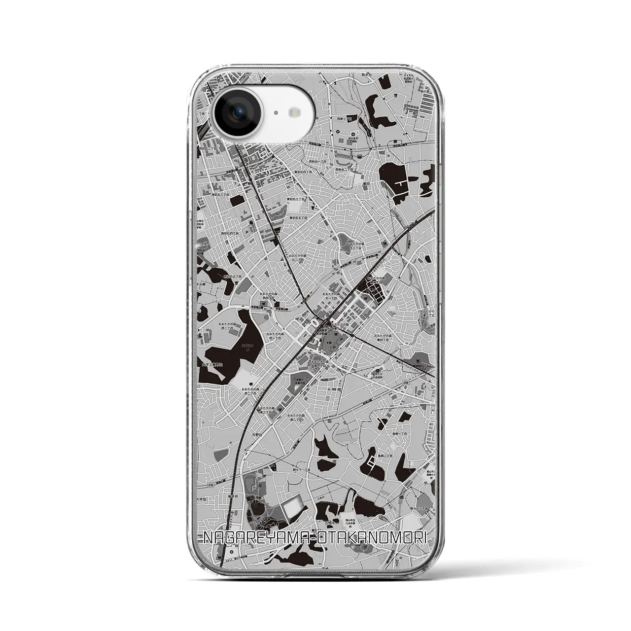 【流山おおたかの森(千葉県)】地図柄iPhoneケース(クリアタイプ)