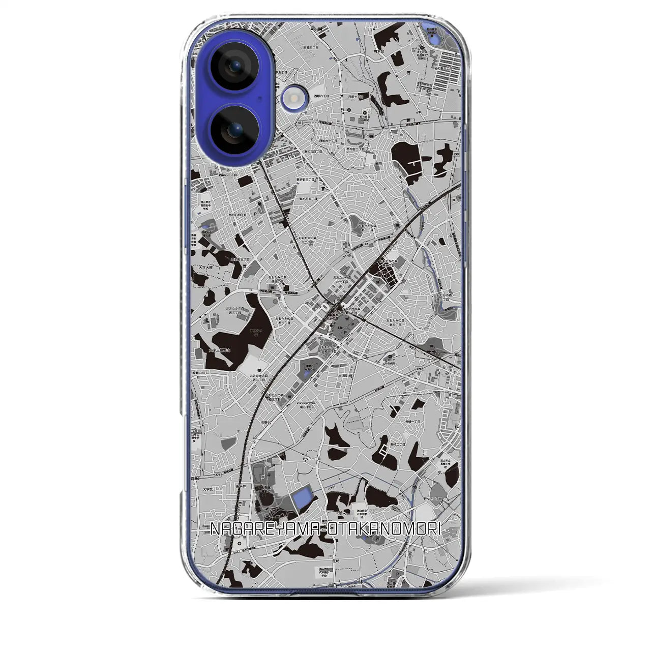 【流山おおたかの森(千葉県)】地図柄iPhoneケース(クリアタイプ)