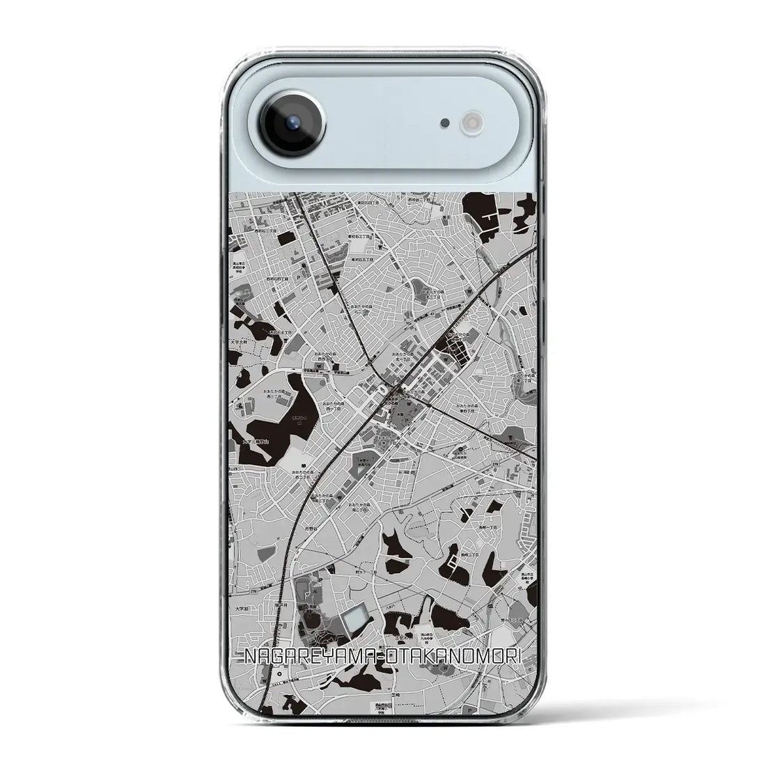 【流山おおたかの森(千葉県)】地図柄iPhoneケース(クリアタイプ)モノトーン・iPhone 17 Pro Max 用