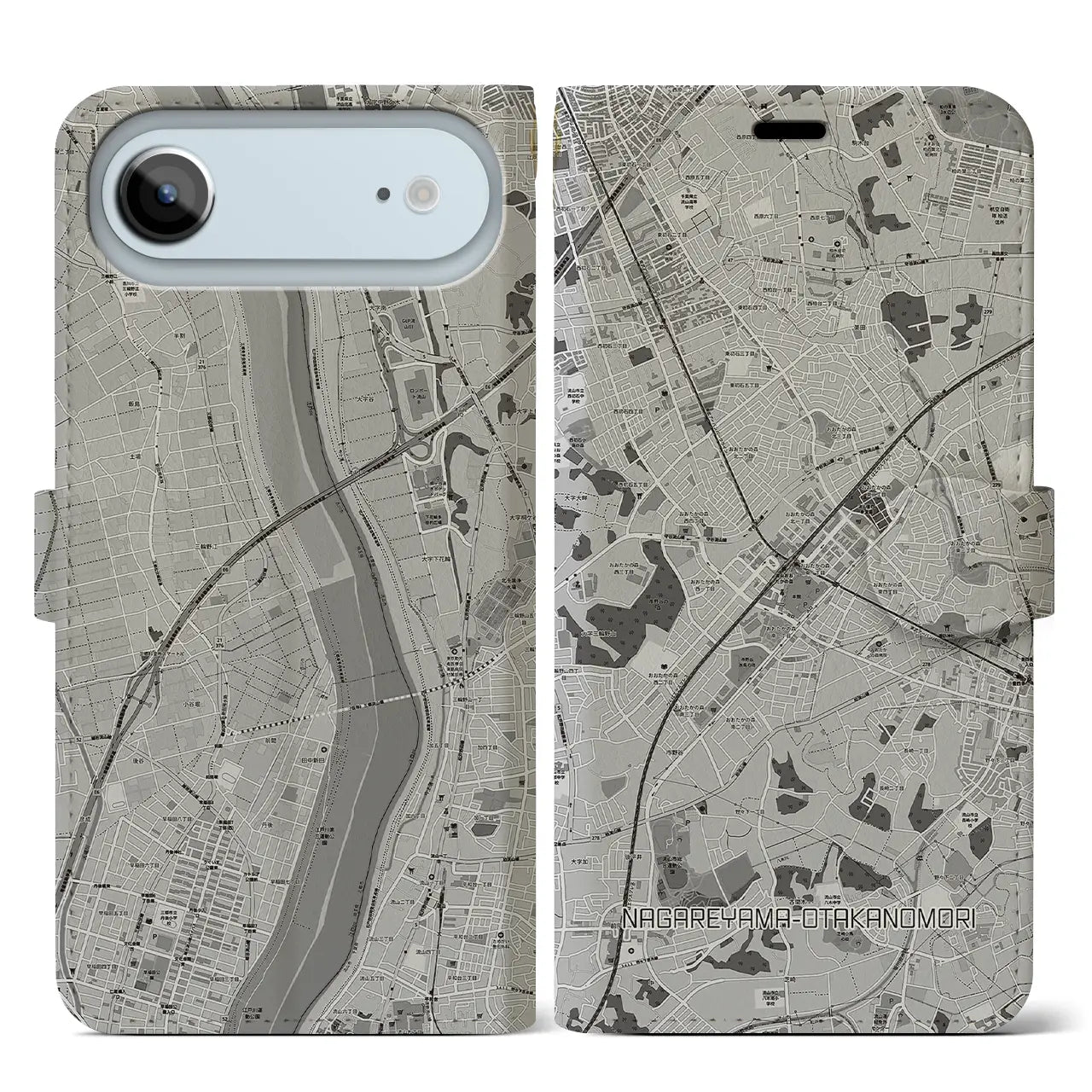 【流山おおたかの森(千葉県)】地図柄iPhoneケース(手帳タイプ)