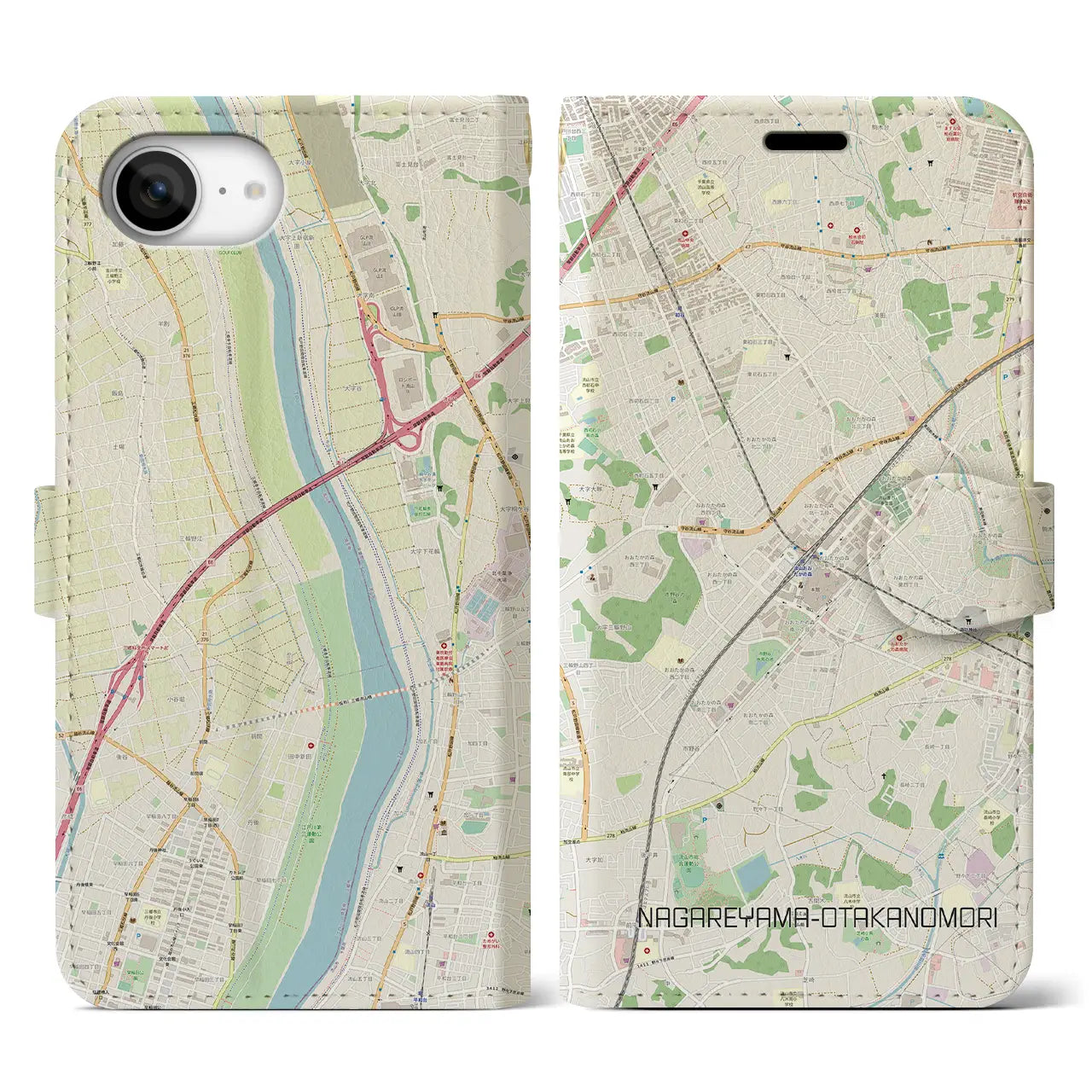 【流山おおたかの森(千葉県)】地図柄iPhoneケース(手帳タイプ)