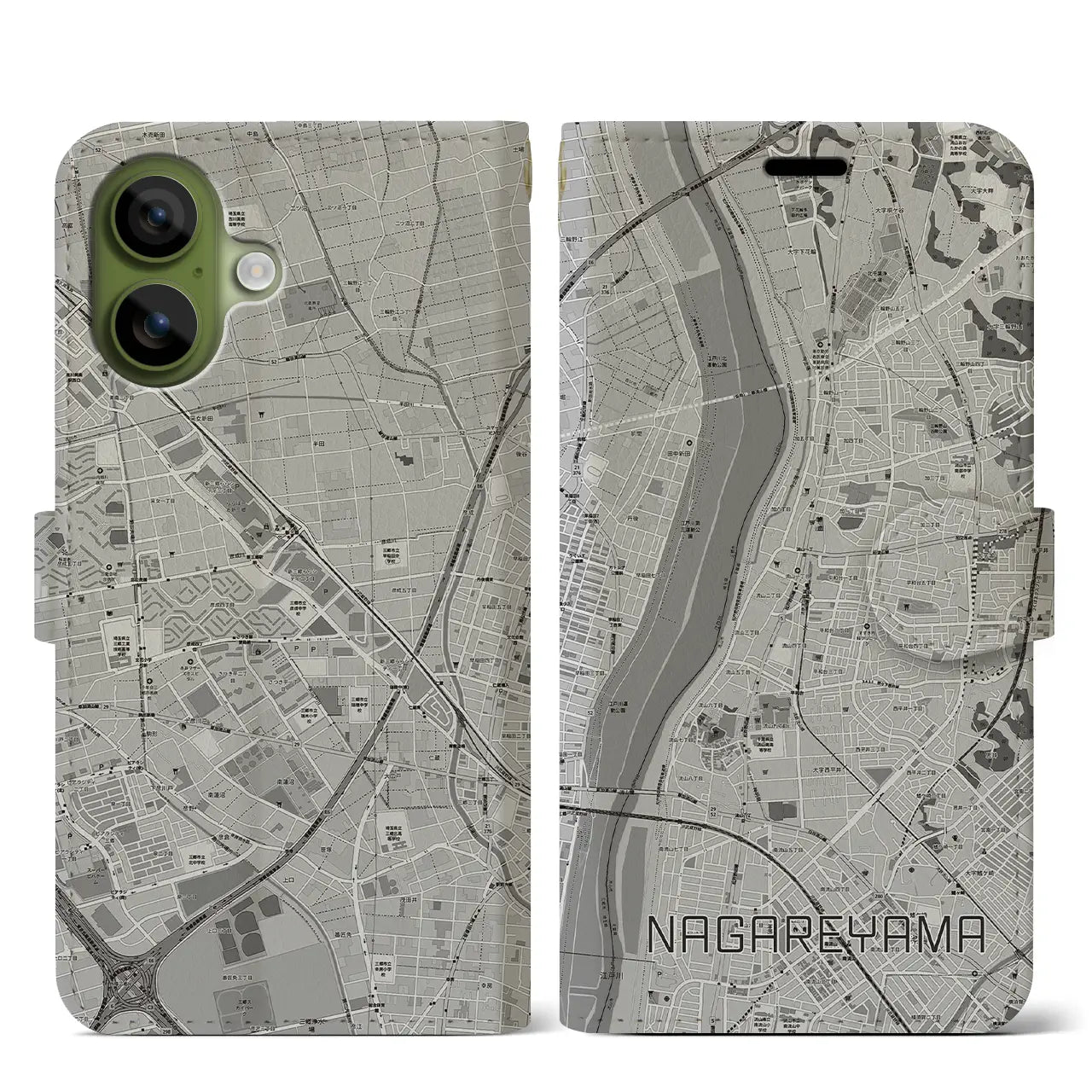 【流山(千葉県)】地図柄iPhoneケース(手帳タイプ)