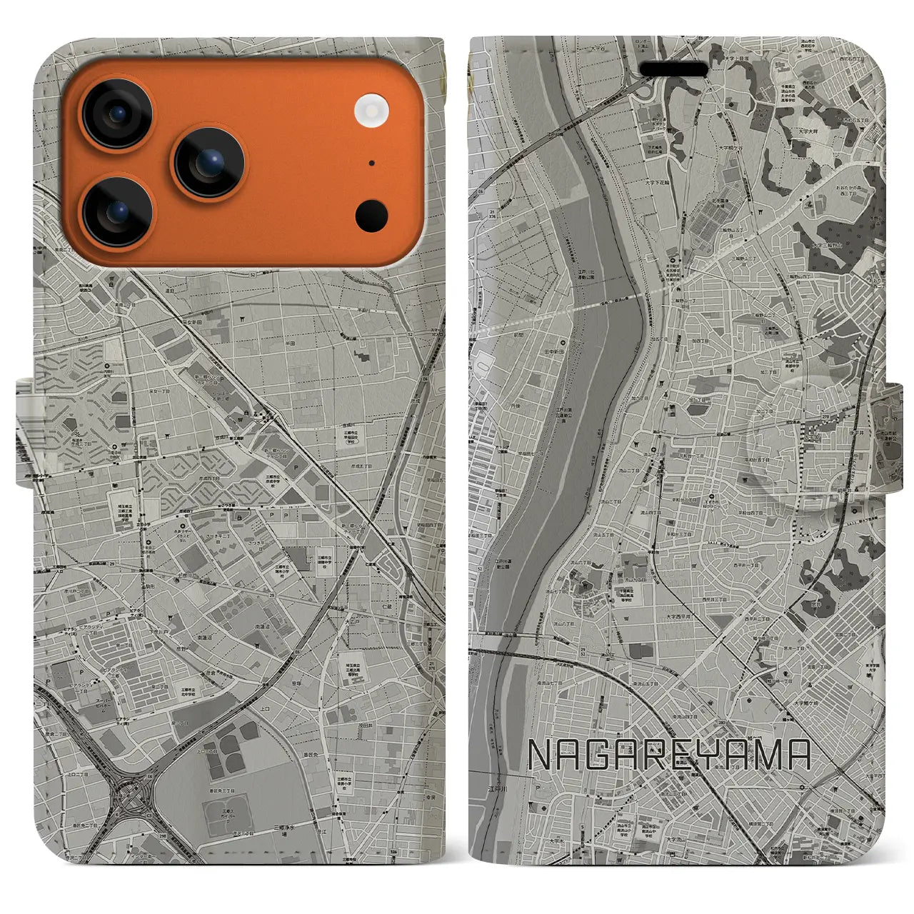 【流山(千葉県)】地図柄iPhoneケース(手帳タイプ)