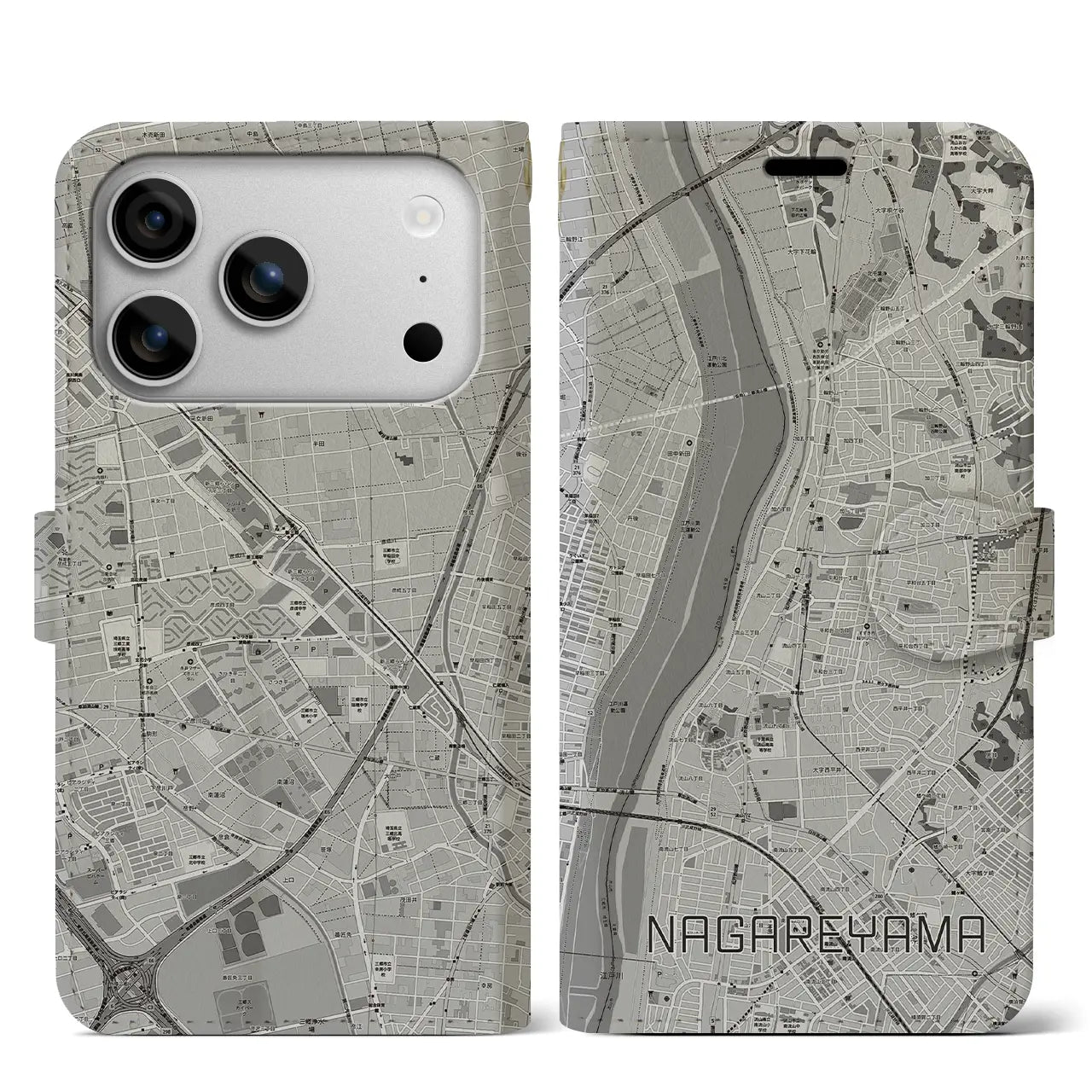 【流山(千葉県)】地図柄iPhoneケース(手帳タイプ)