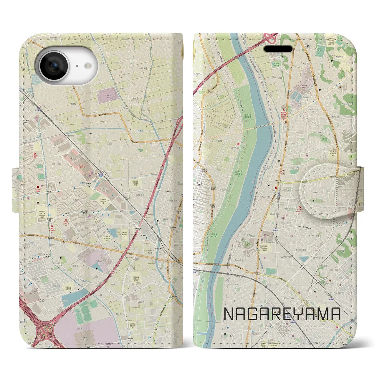 【流山(千葉県)】地図柄iPhoneケース(手帳タイプ)