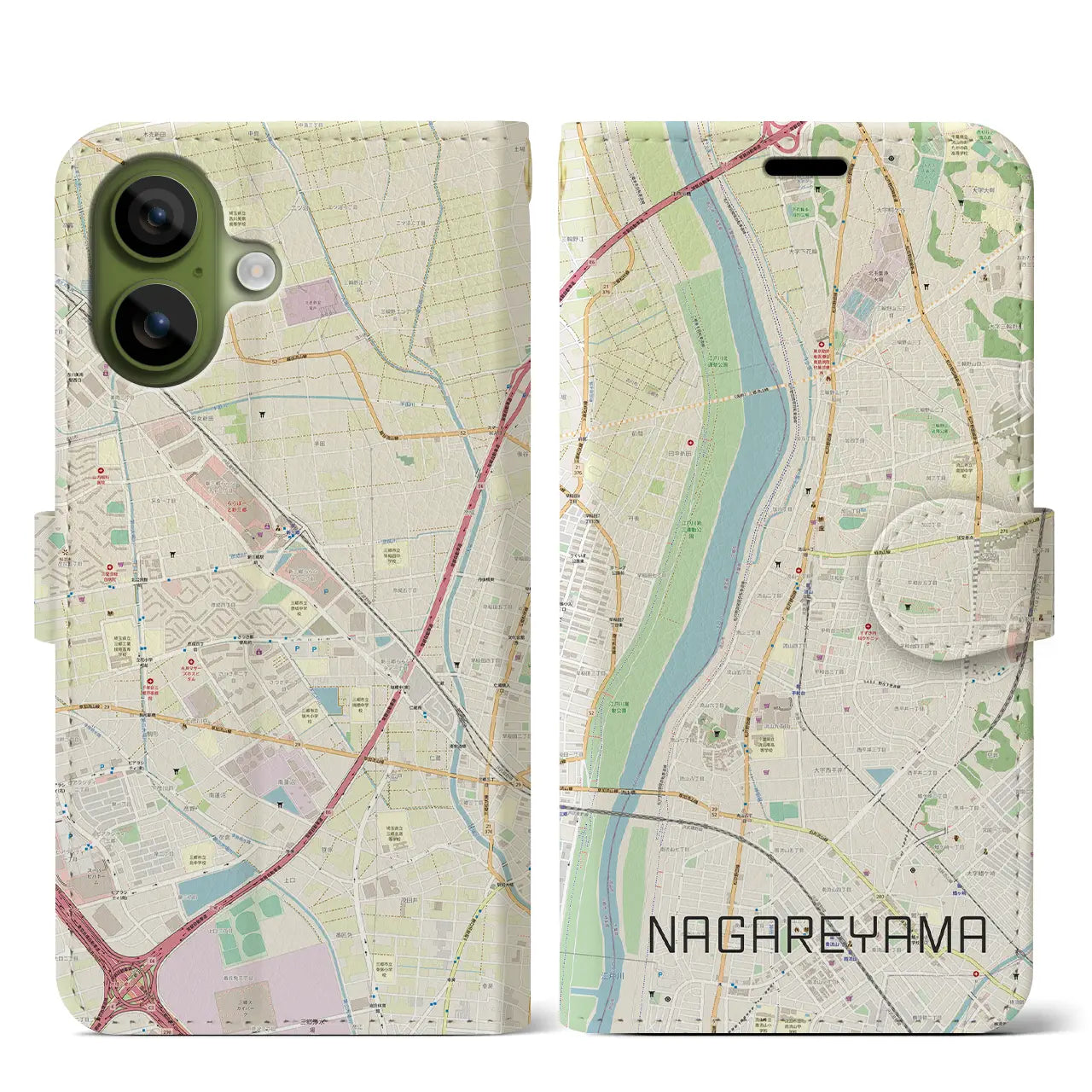 【流山(千葉県)】地図柄iPhoneケース(手帳タイプ)