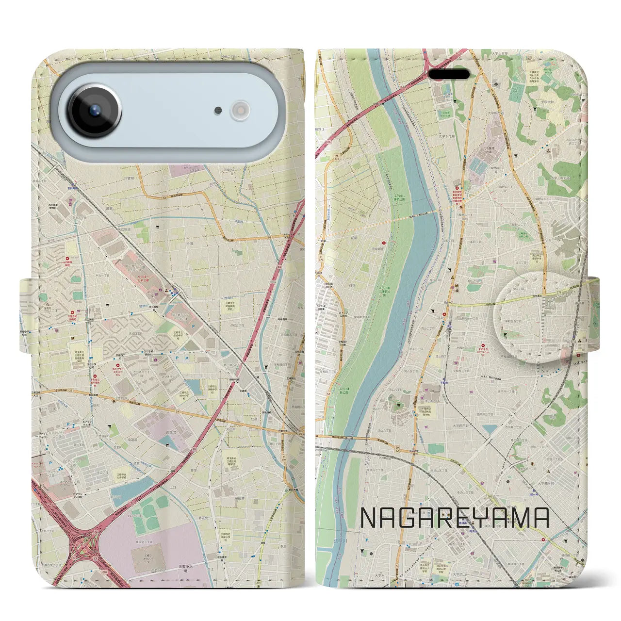 【流山(千葉県)】地図柄iPhoneケース(手帳タイプ)