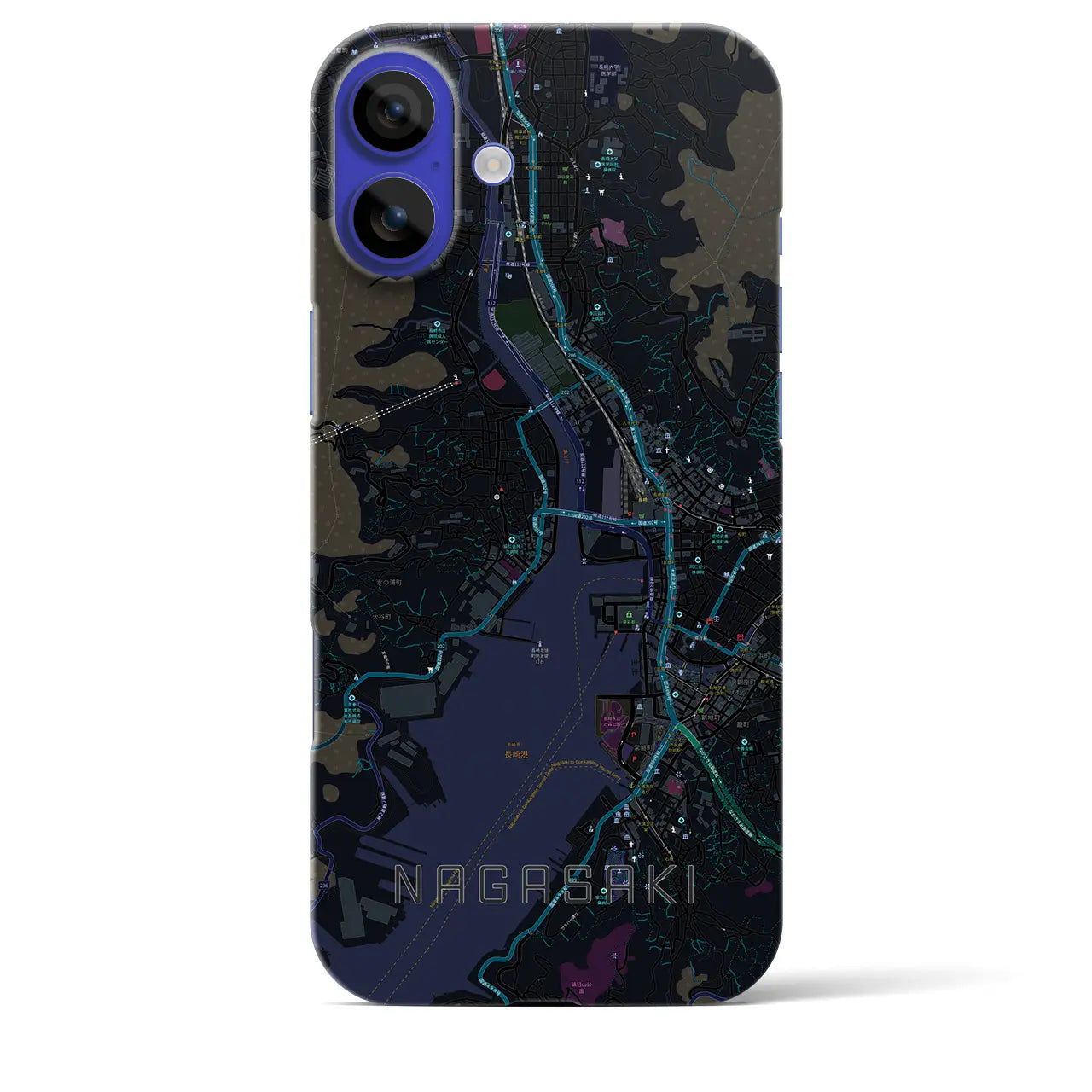 【長崎(長崎県)】地図柄iPhoneケース(バックカバータイプ)