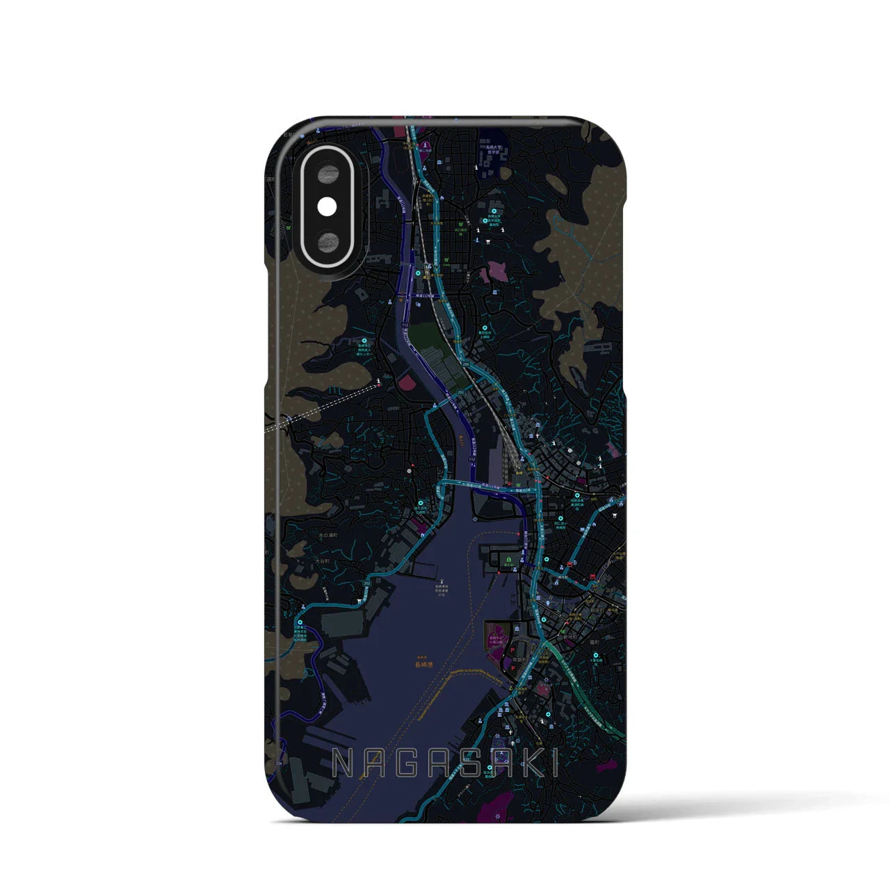 【長崎(長崎県)】地図柄iPhoneケース(バックカバータイプ)