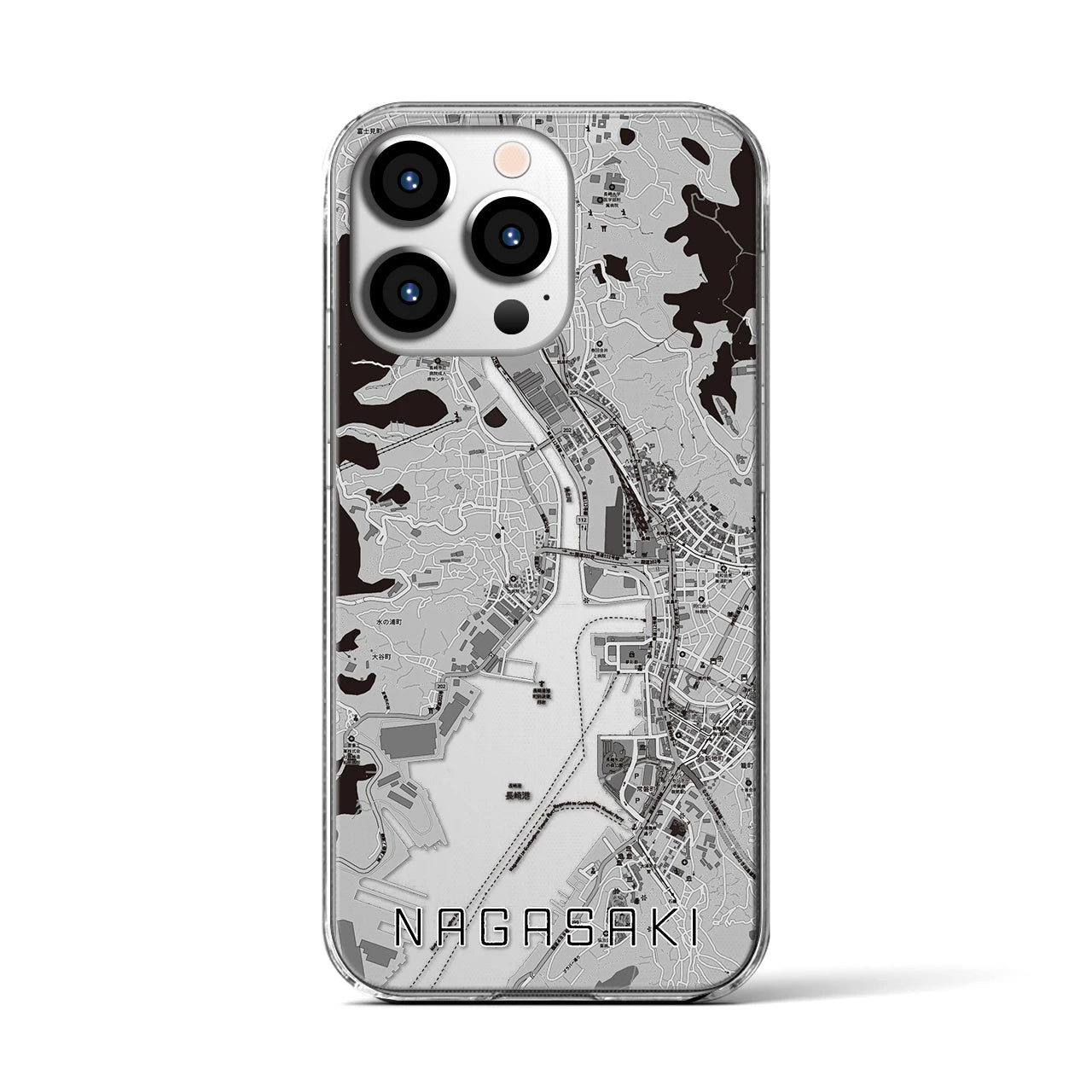【長崎(長崎県)】地図柄iPhoneケース(クリアタイプ)