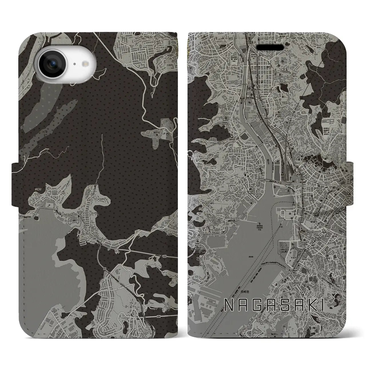 【長崎(長崎県)】地図柄iPhoneケース(手帳タイプ)