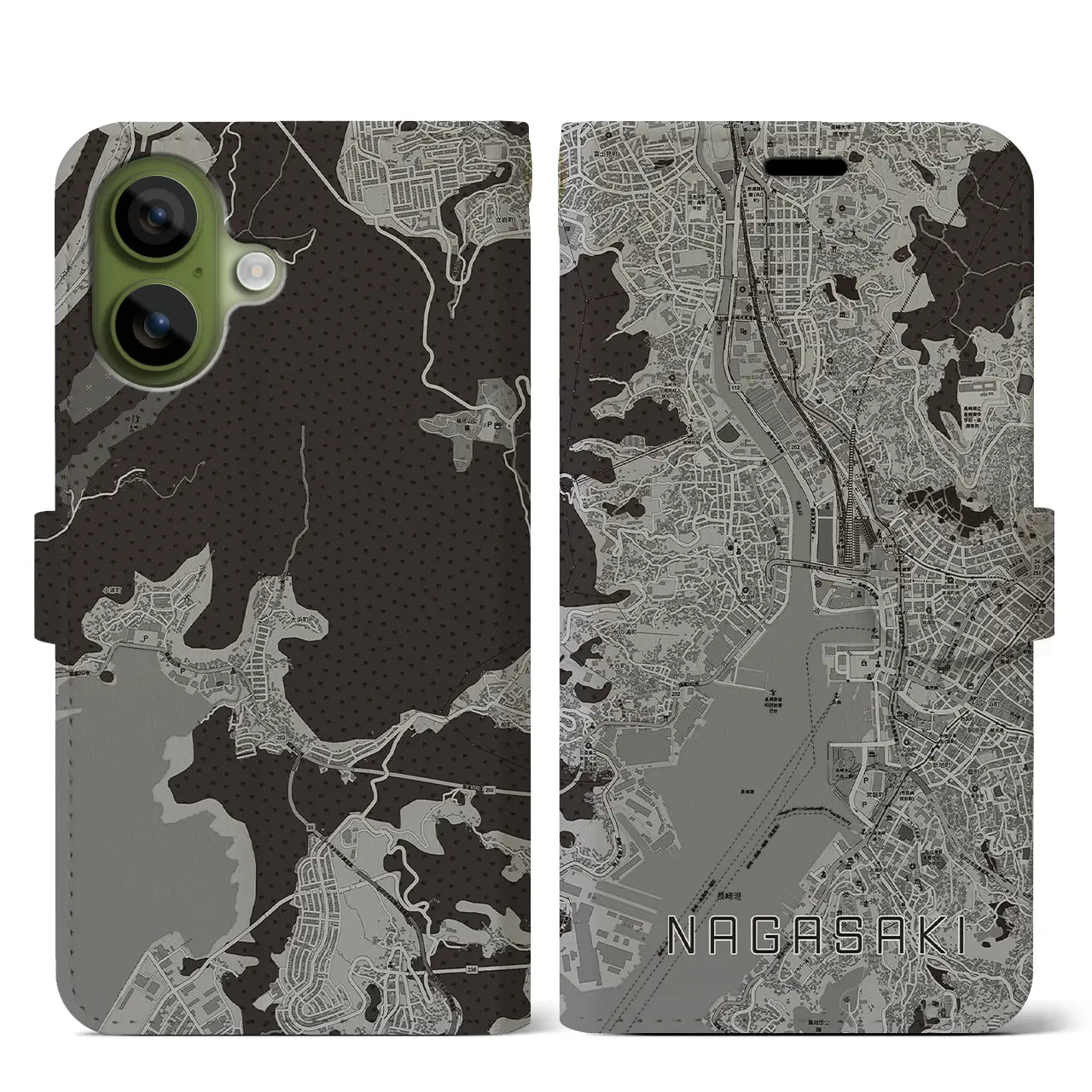 【長崎(長崎県)】地図柄iPhoneケース(手帳タイプ)