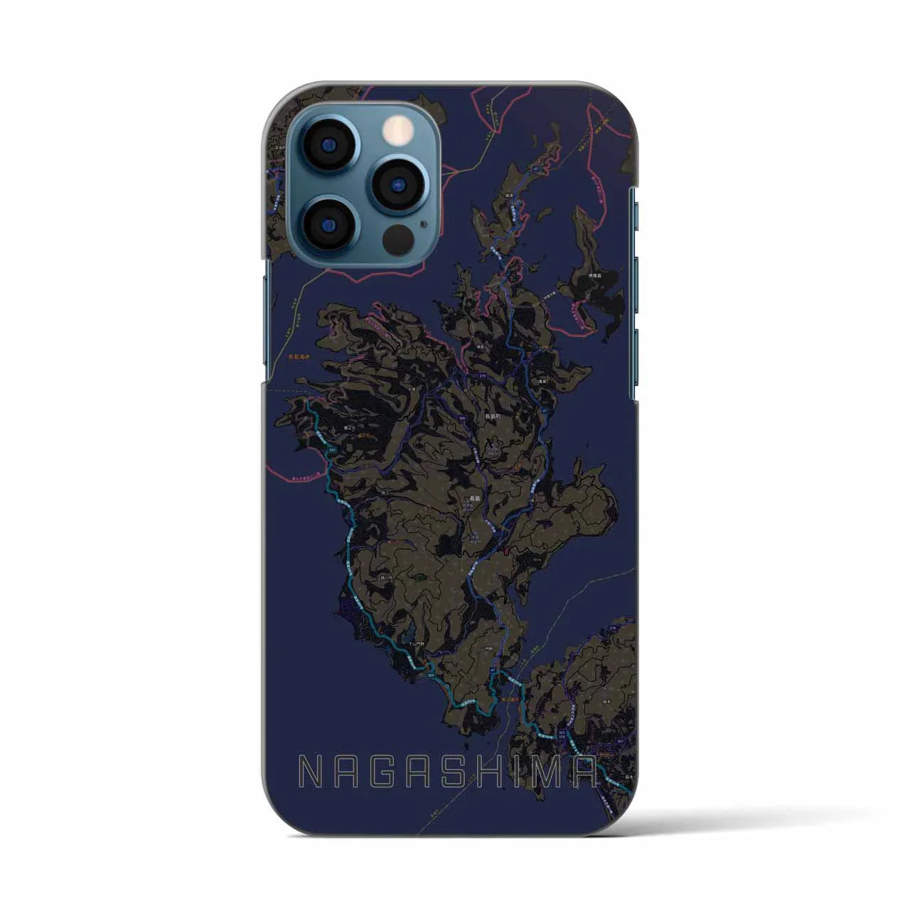 【長島(鹿児島県)】地図柄iPhoneケース(バックカバータイプ)