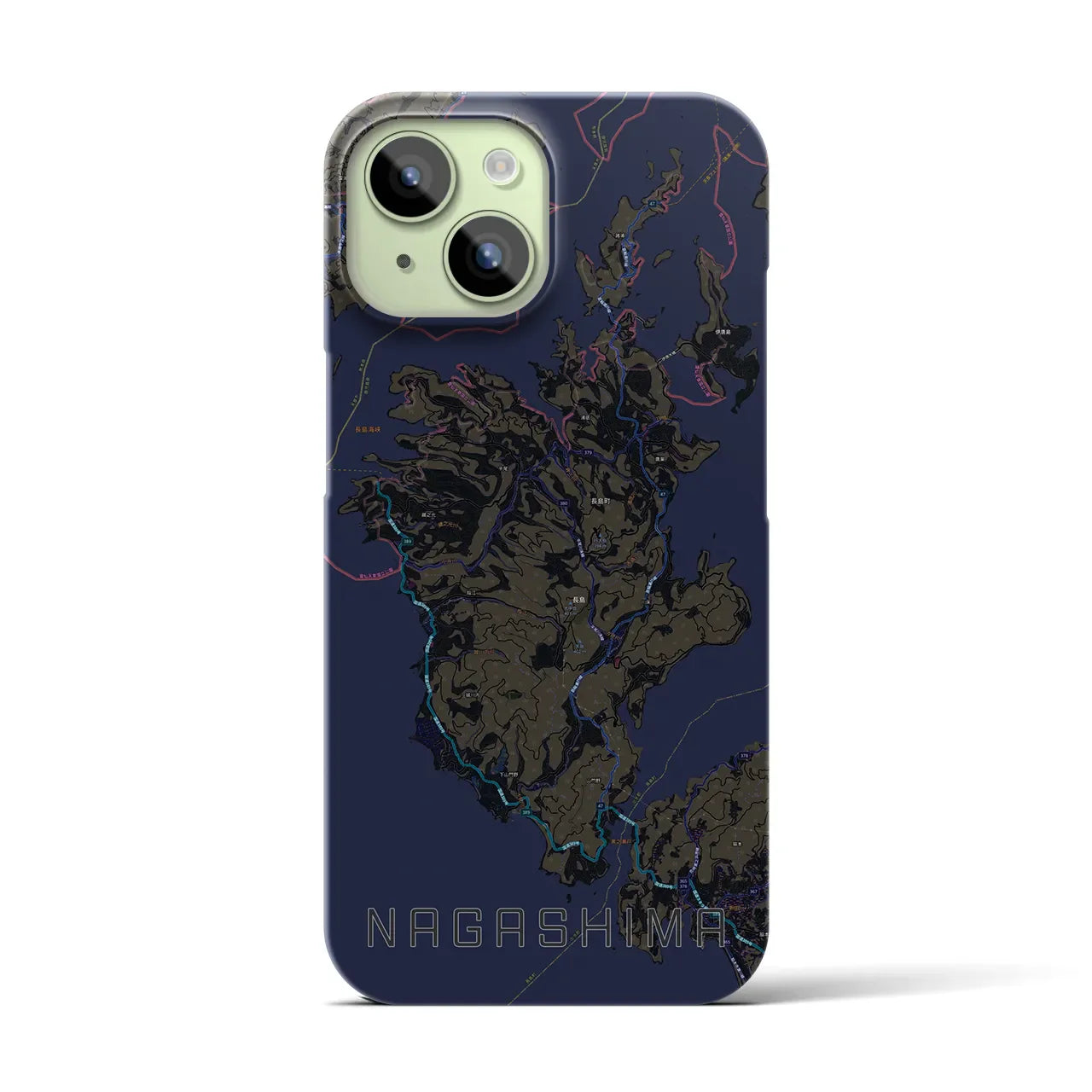 【長島(鹿児島県)】地図柄iPhoneケース(バックカバータイプ)