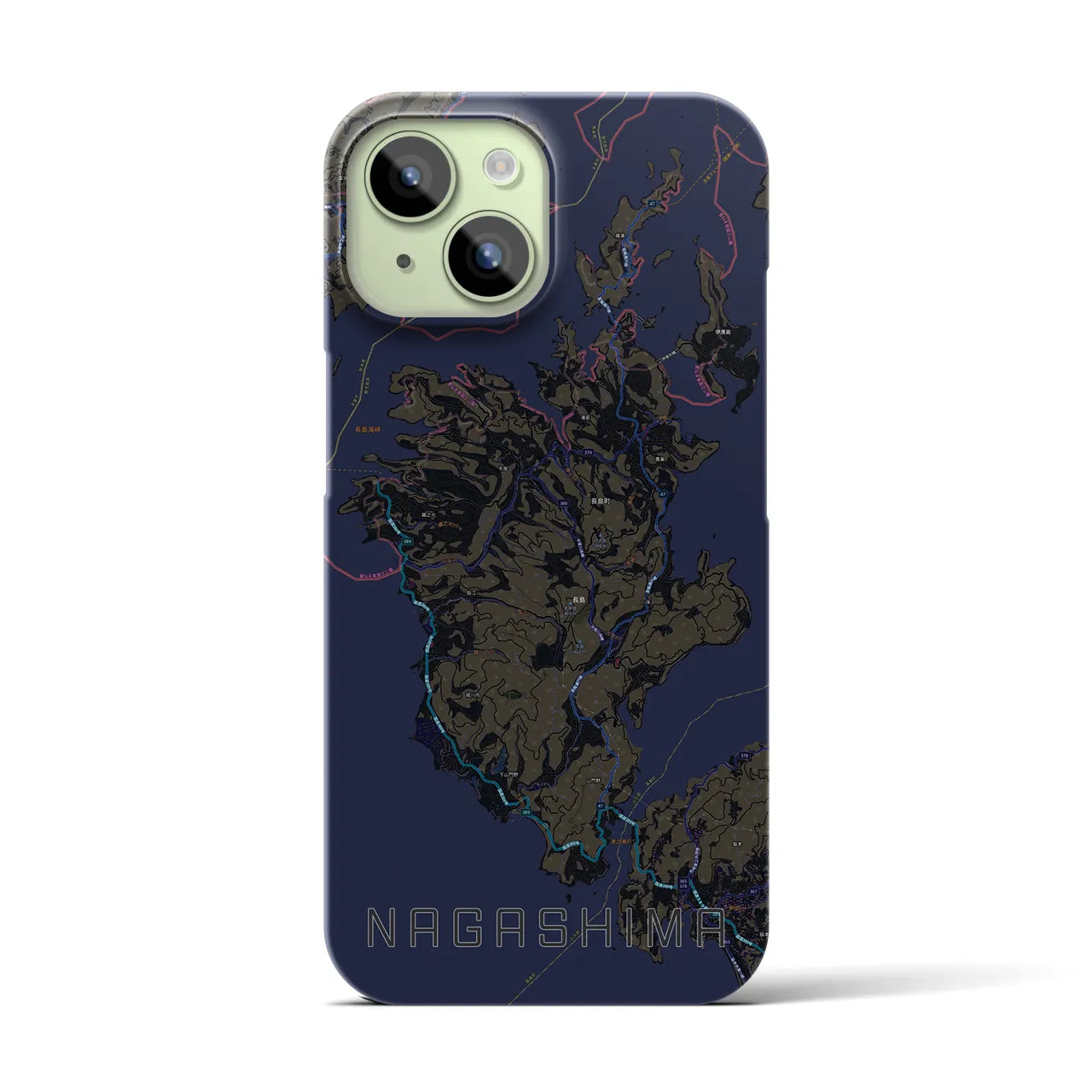 【長島(鹿児島県)】地図柄iPhoneケース(バックカバータイプ)