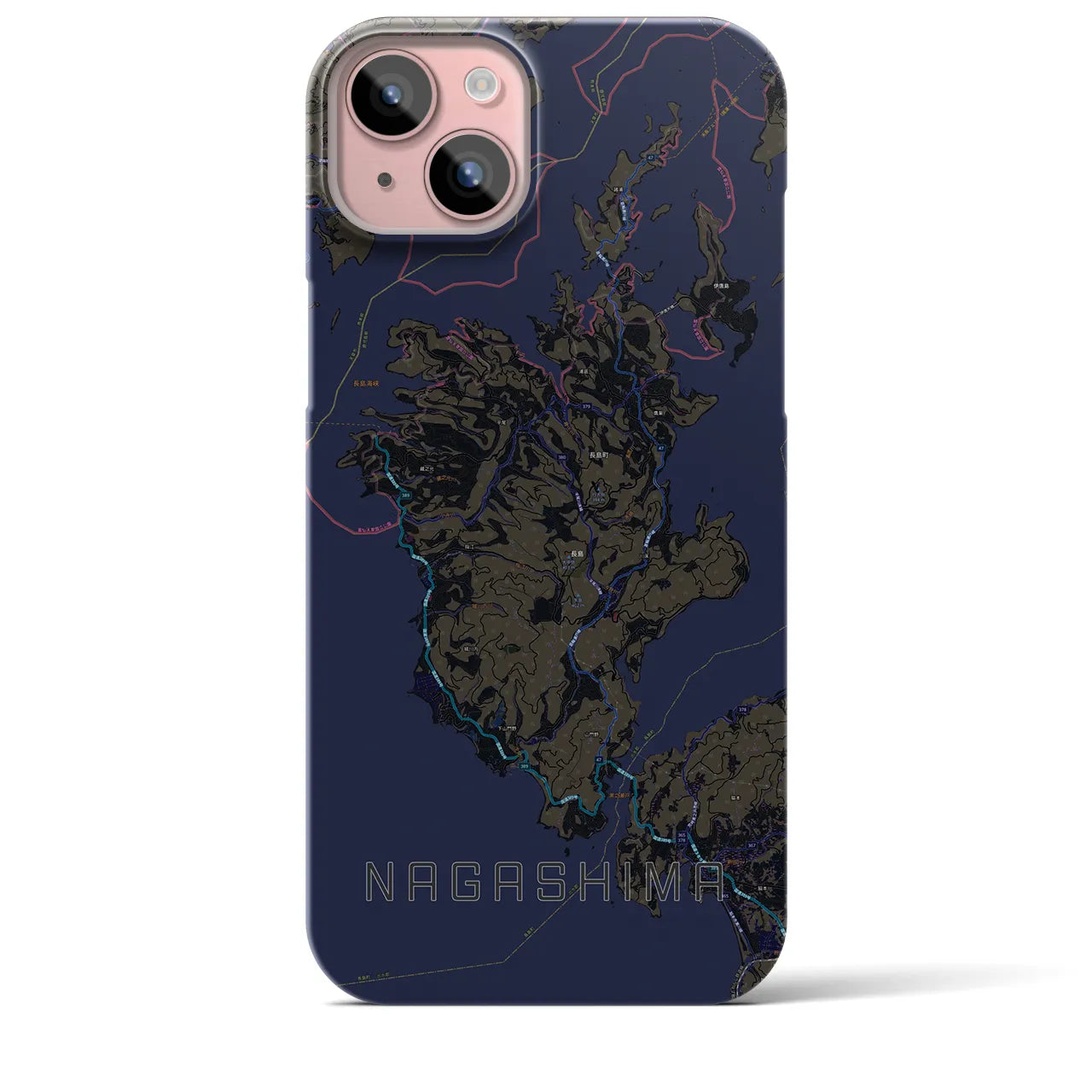 【長島(鹿児島県)】地図柄iPhoneケース(バックカバータイプ)