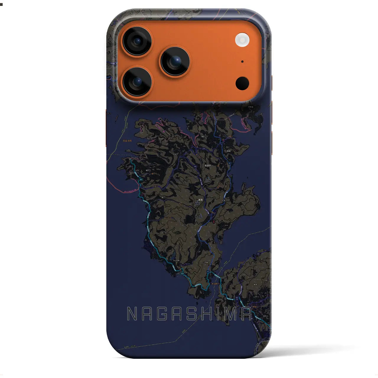【長島(鹿児島県)】地図柄iPhoneケース(バックカバータイプ)