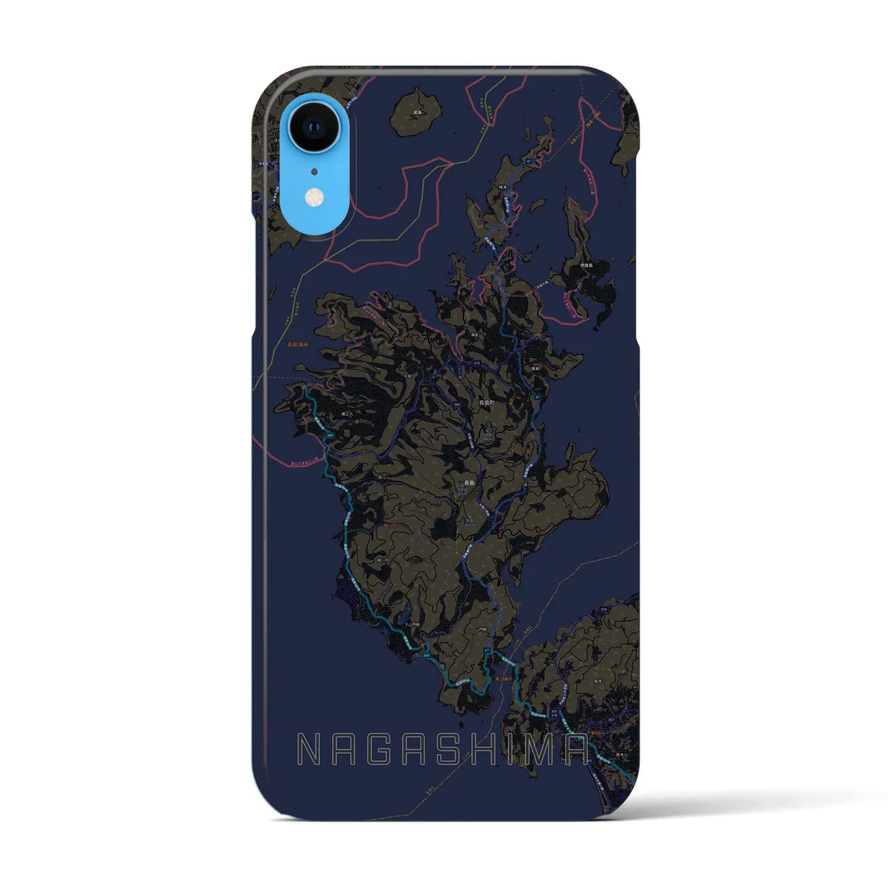 【長島(鹿児島県)】地図柄iPhoneケース(バックカバータイプ)