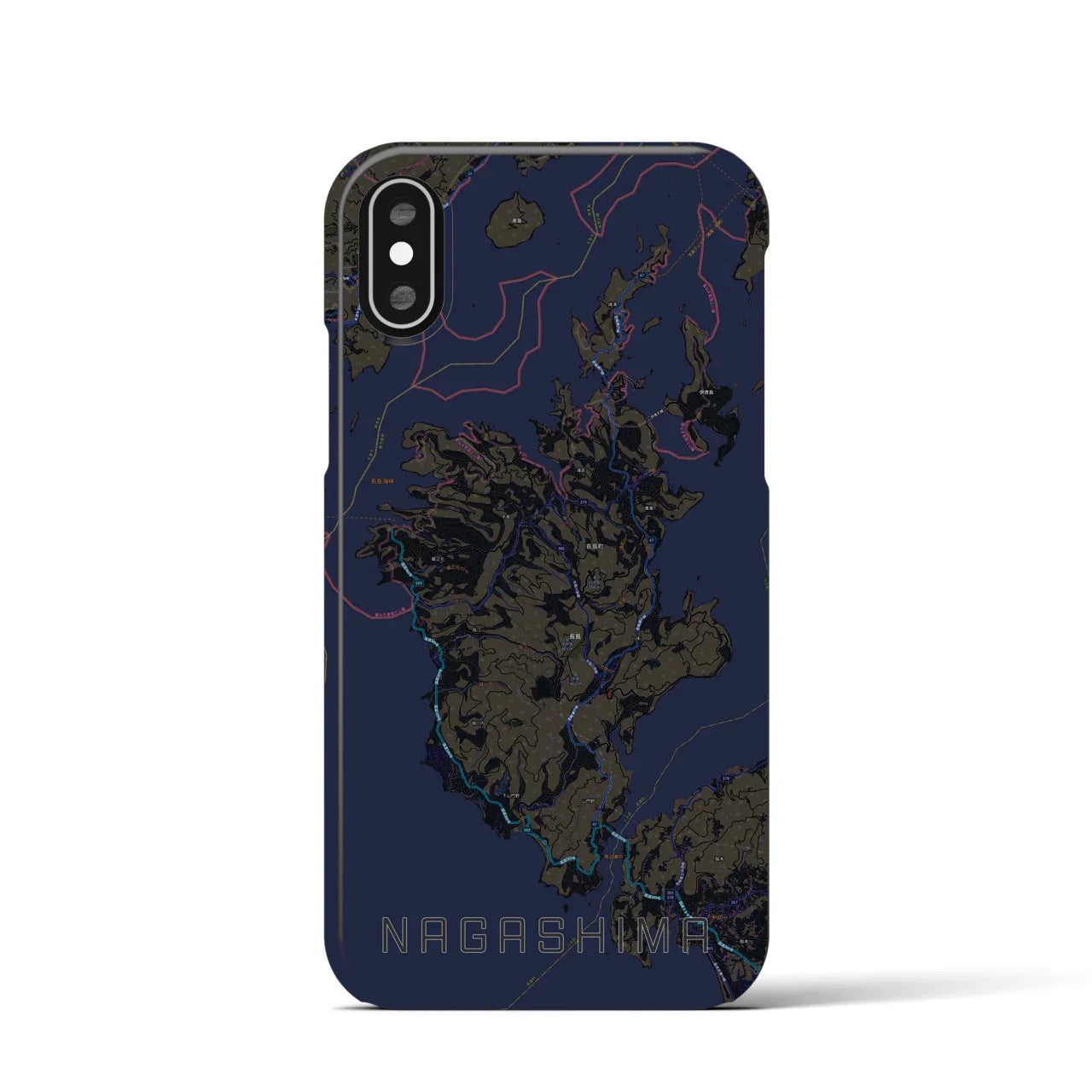 【長島(鹿児島県)】地図柄iPhoneケース(バックカバータイプ)