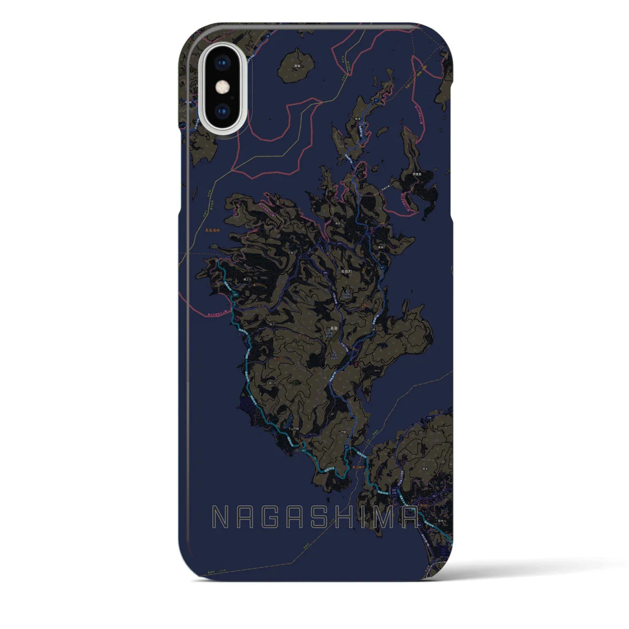 【長島(鹿児島県)】地図柄iPhoneケース(バックカバータイプ)