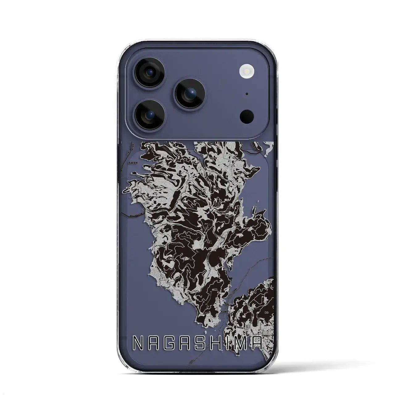 【長島(鹿児島県)】地図柄iPhoneケース(クリアタイプ)モノトーン・iPhone 17 Pro Max 用