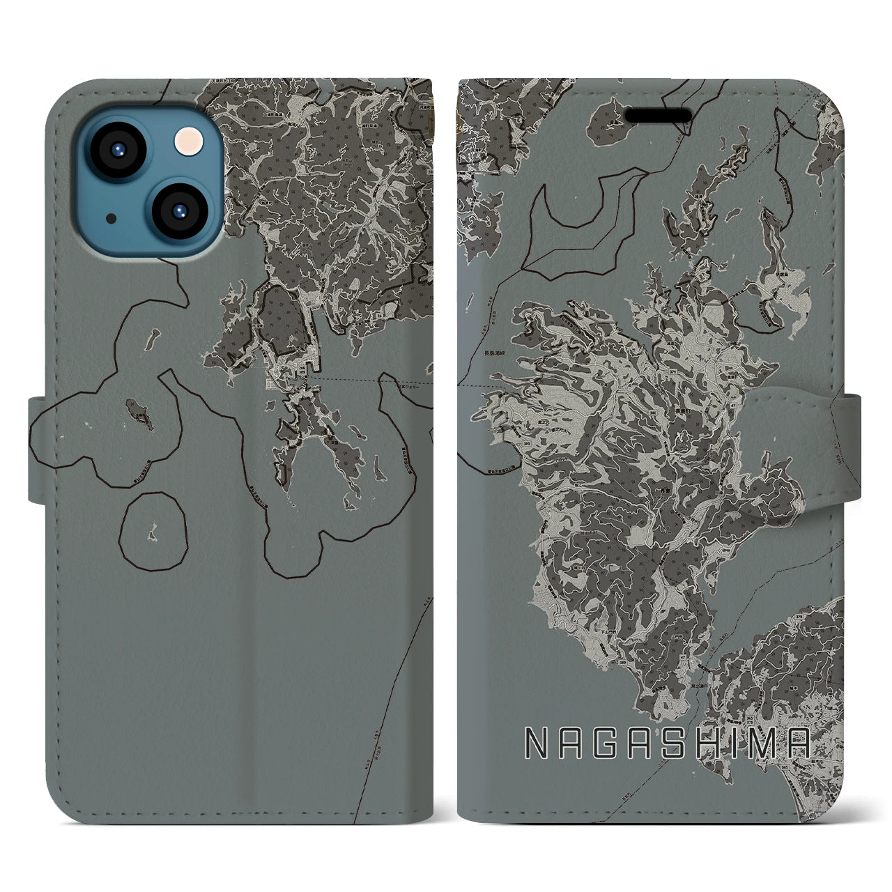 【長島(鹿児島県)】地図柄iPhoneケース(手帳タイプ)