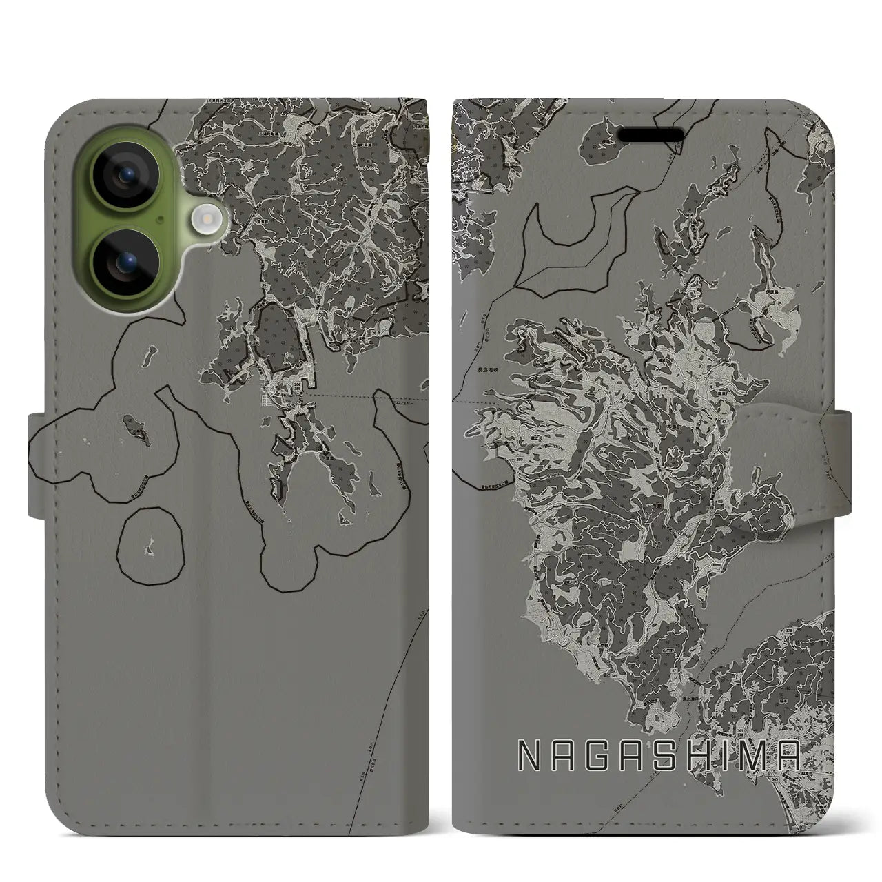 【長島(鹿児島県)】地図柄iPhoneケース(手帳タイプ)