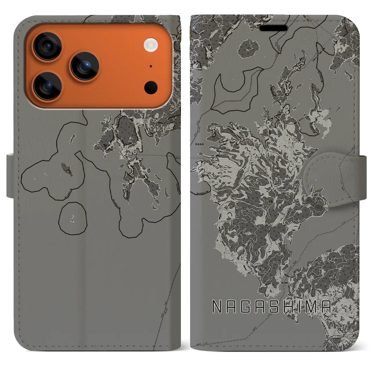 【長島(鹿児島県)】地図柄iPhoneケース(手帳タイプ)